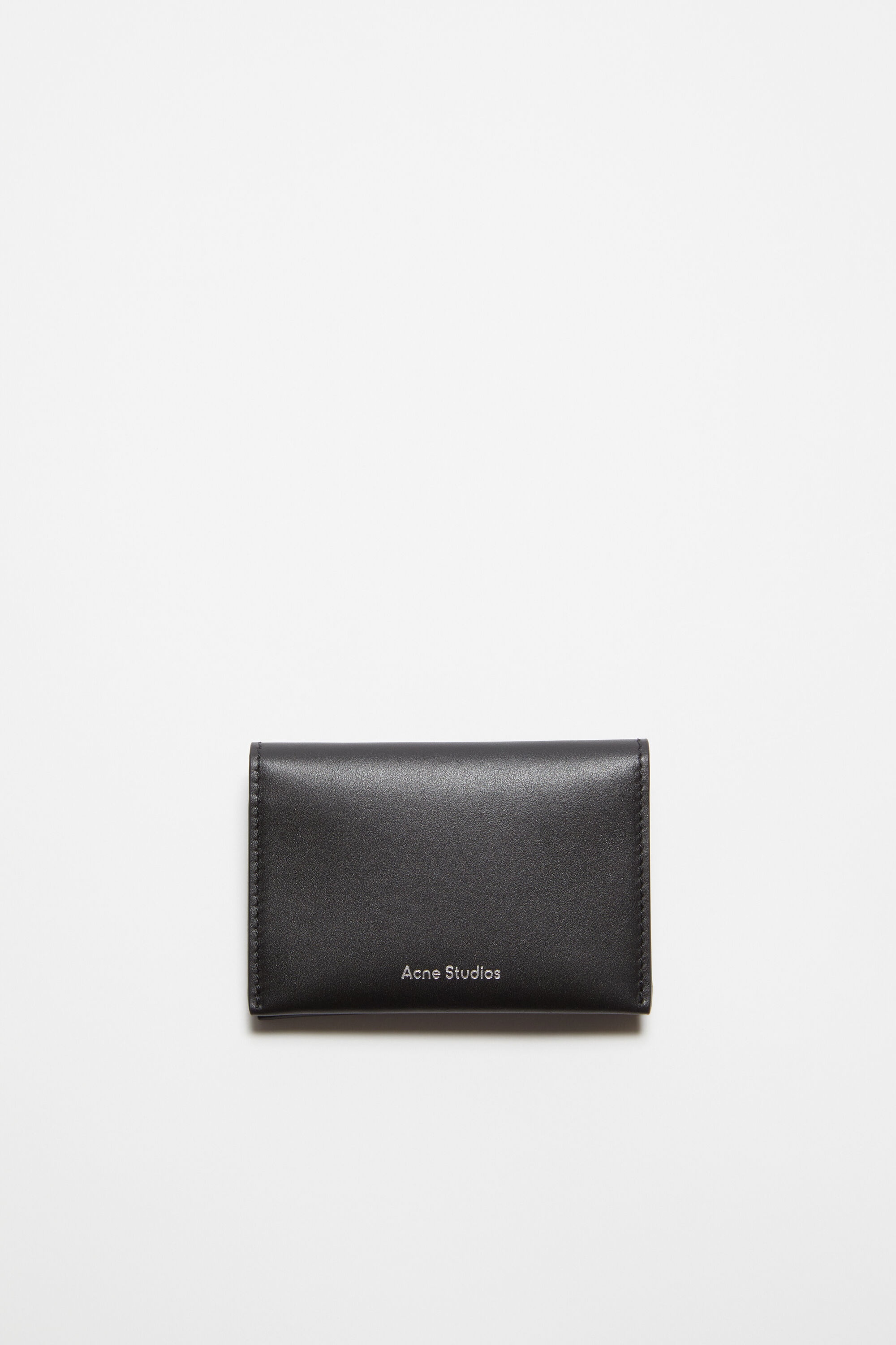 Folded leather wallet - Black - 1