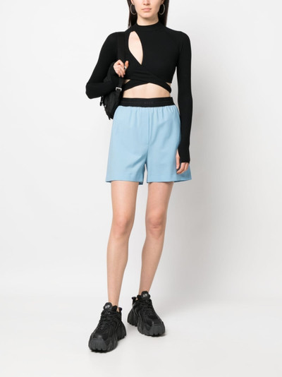 MSGM stretch-wool logo-waistband shorts outlook