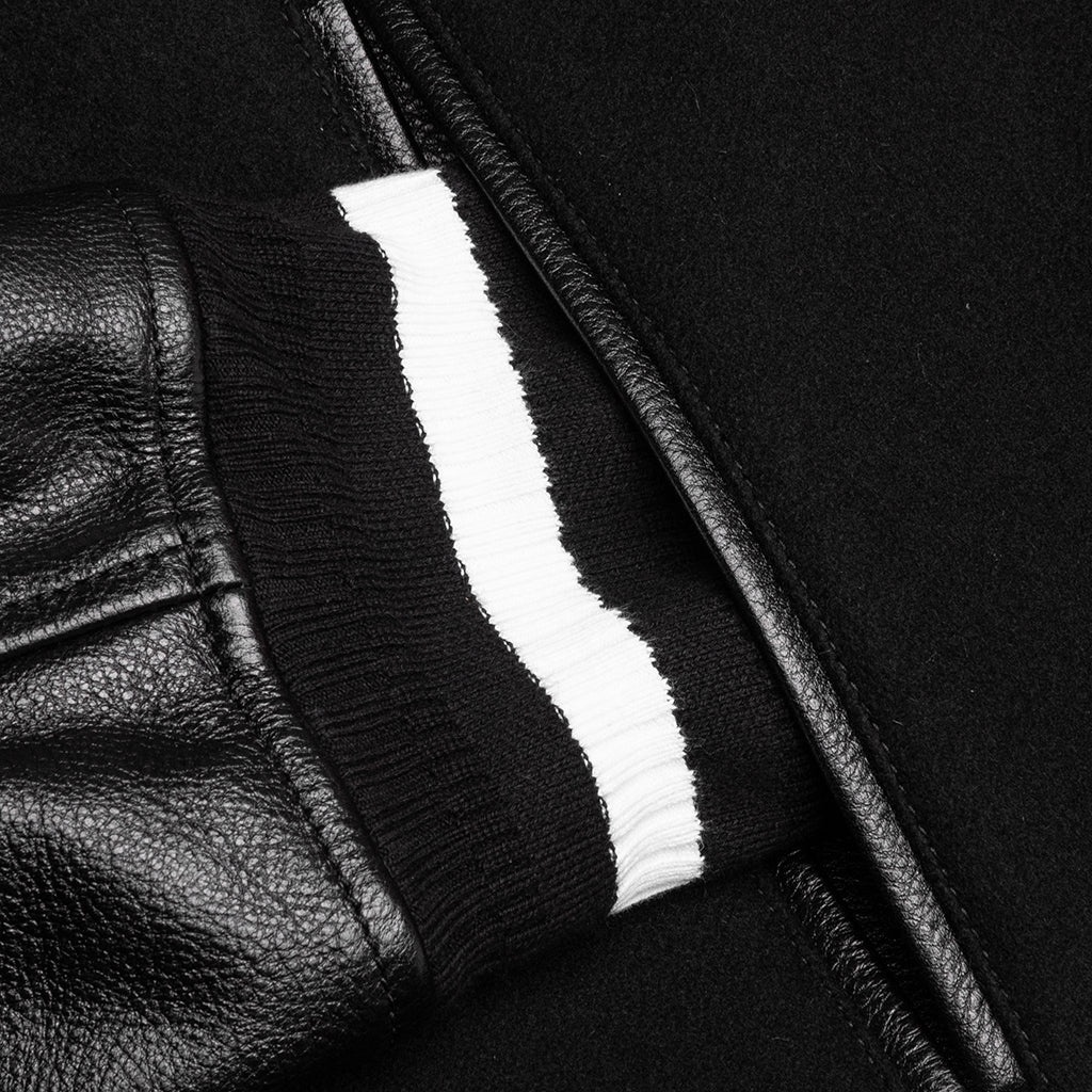 WOOL AND LEATHER 4G VARSITY JACKET - BLACK - 5