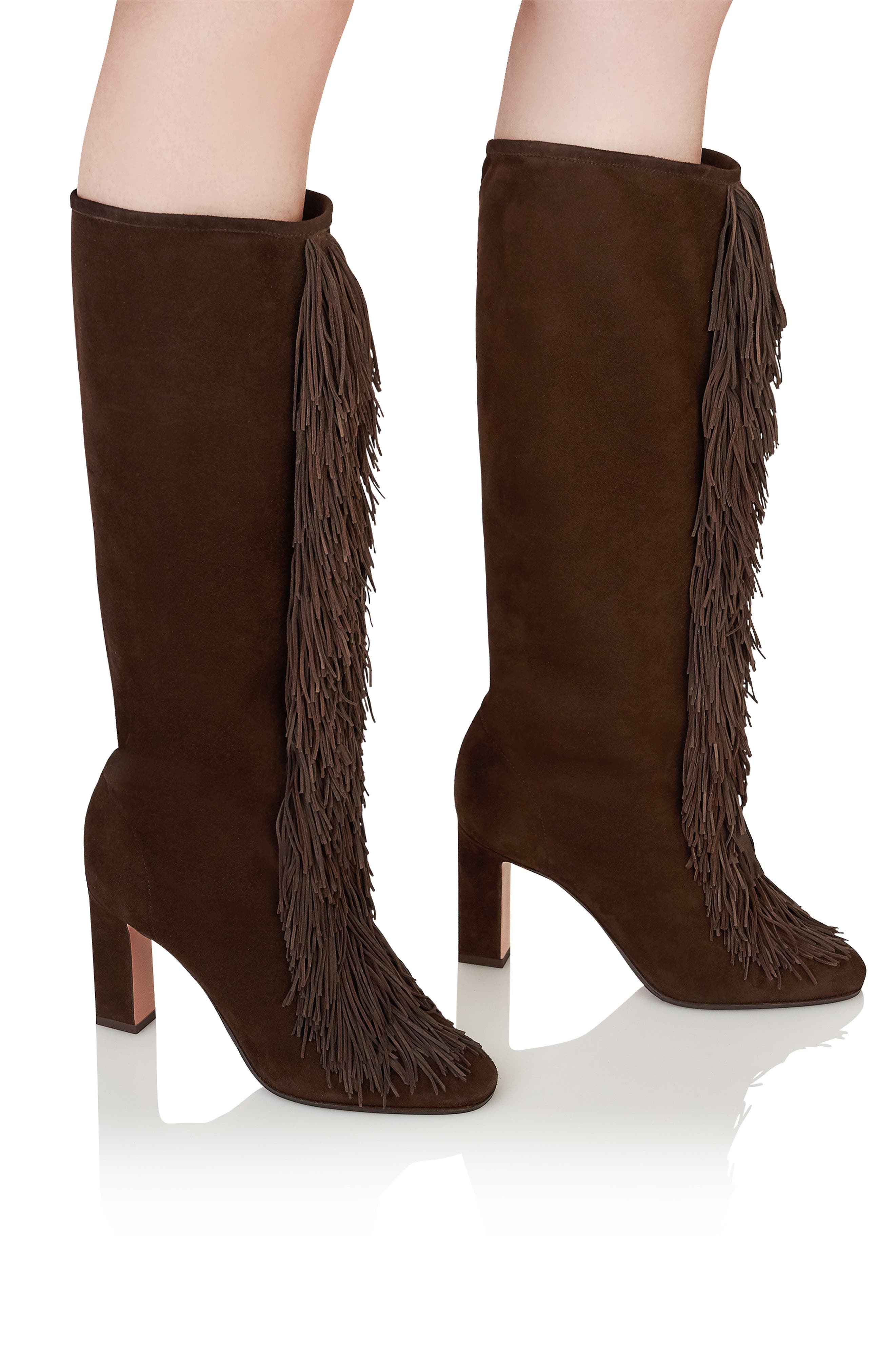 Aquazzura Gytane Fringe Front Knee High Boot in Espresso at Nordstrom - 2