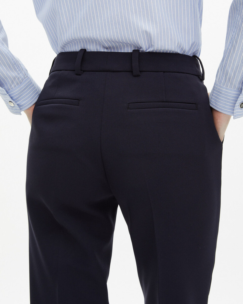 SLIM-FIT CREPE PANTS NAVY BLUE 5