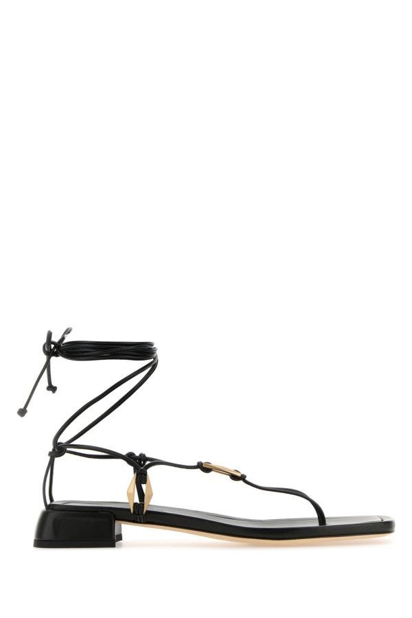 サンダル・ミュール JIMMY CHOO BLACK NAPPA LEATHER ONYXIA THONG SANDALS JIMMY CHOO Jimmy Choo Woman Black Nappa Leather Onyxia Thong