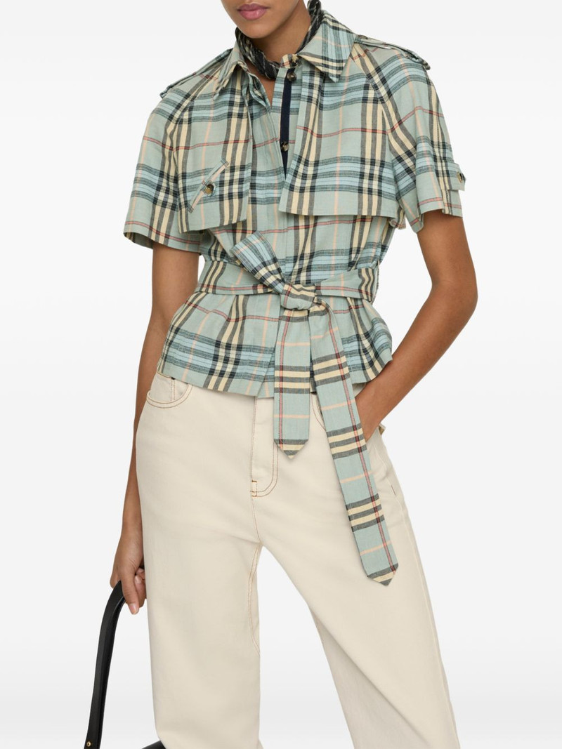 Burberry checked belted trench shirt outlook