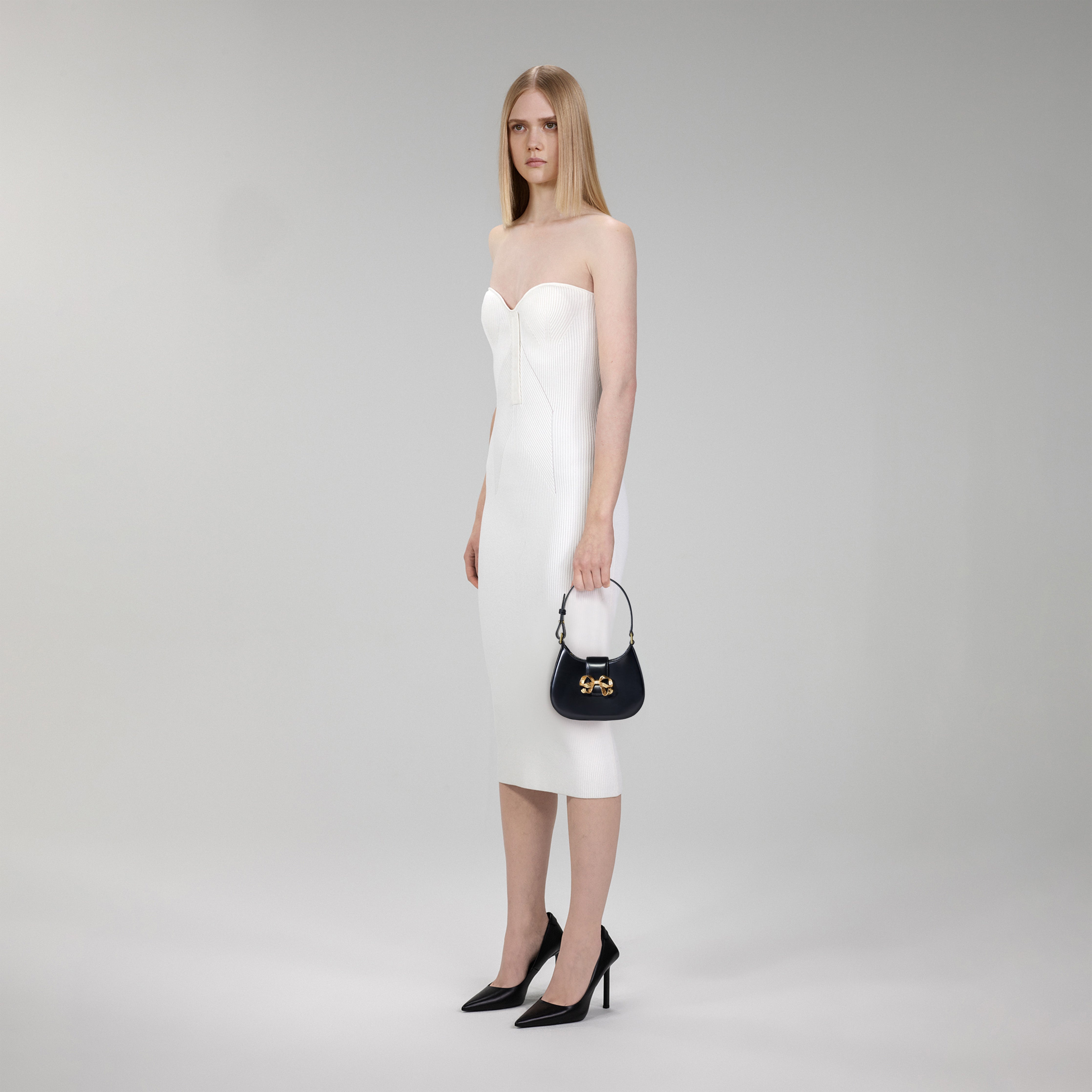 Black Crescent Bow Mini Shoulder Bag - 4