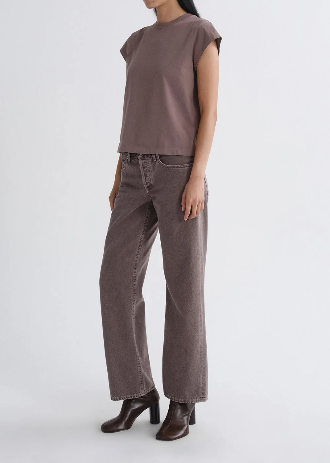 BRYCE CAP SLEEVE TEE IN MAUVINE - 1