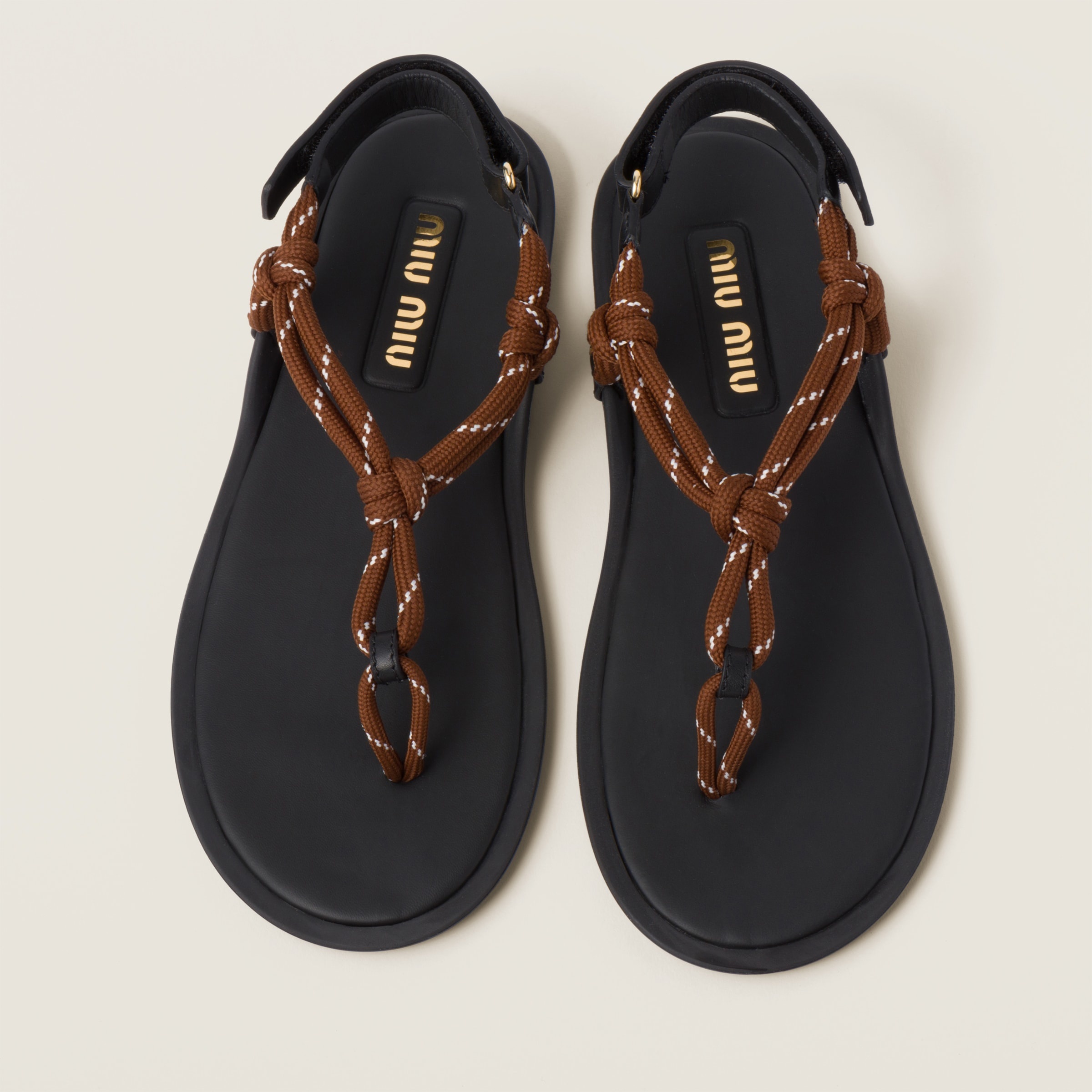 Miu Miu Riviere cord and leather sandals | REVERSIBLE