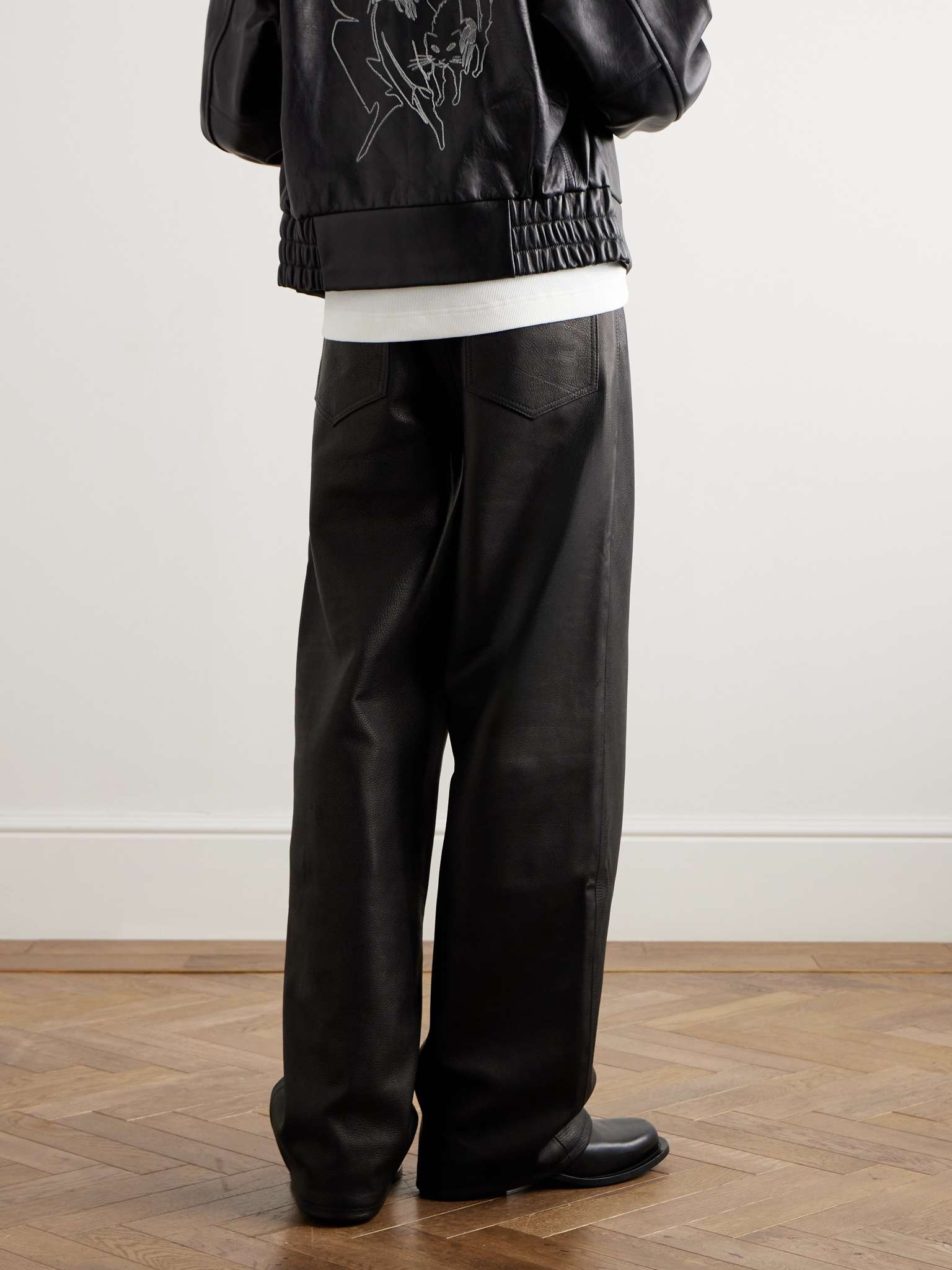 Straight-Leg Full-Grain Leather Trousers - 5