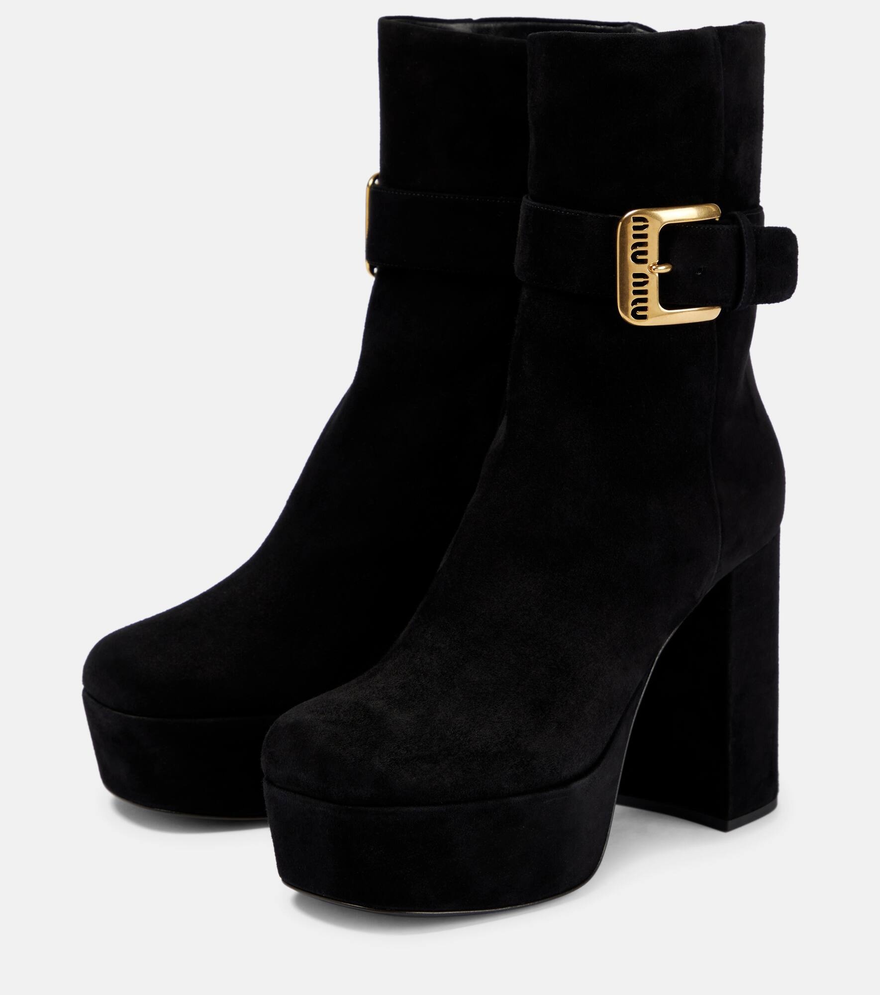 Suede platform ankle boots - 5