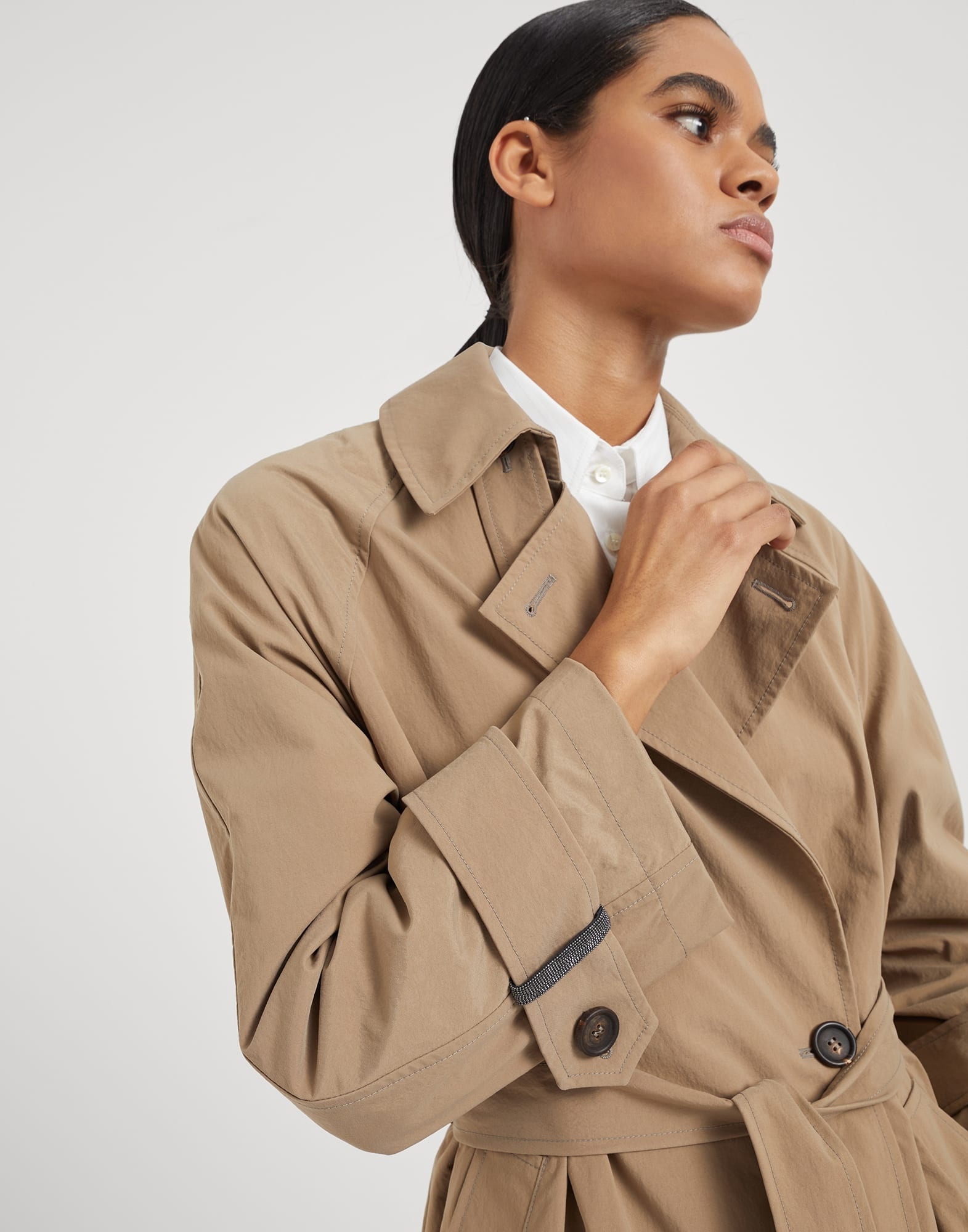 Techno canvas trench with shiny cuff details - 3