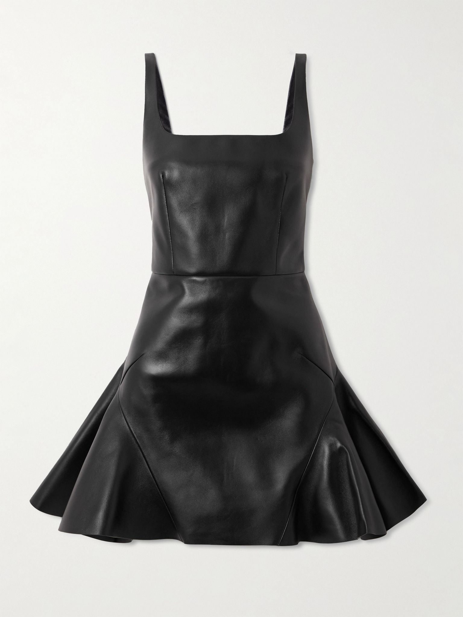 Paneled leather mini dress Black - 1