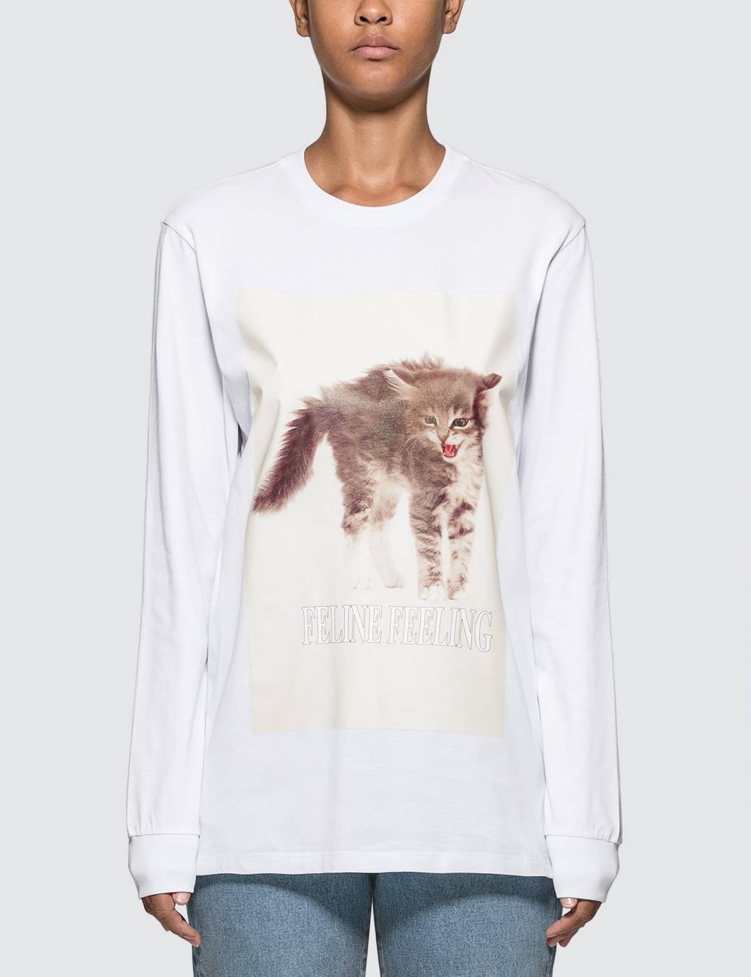 Cat Printed Long Sleeve T-shirt - 1