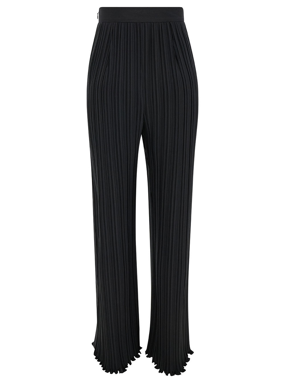 Lanvin Women Black Pleated Pants With Invisible Zip In Crêpe De Chine Woman - 2