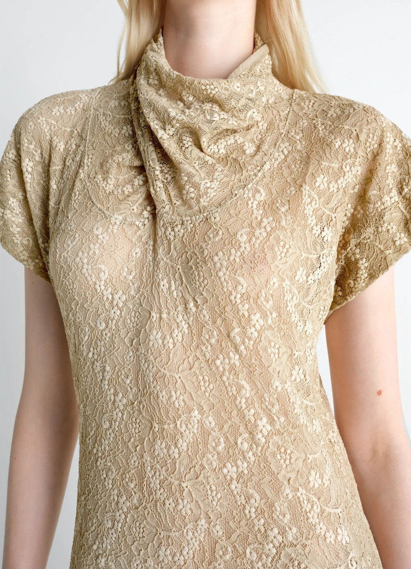 LONG FOULARD DRESS IN GD LACE 4