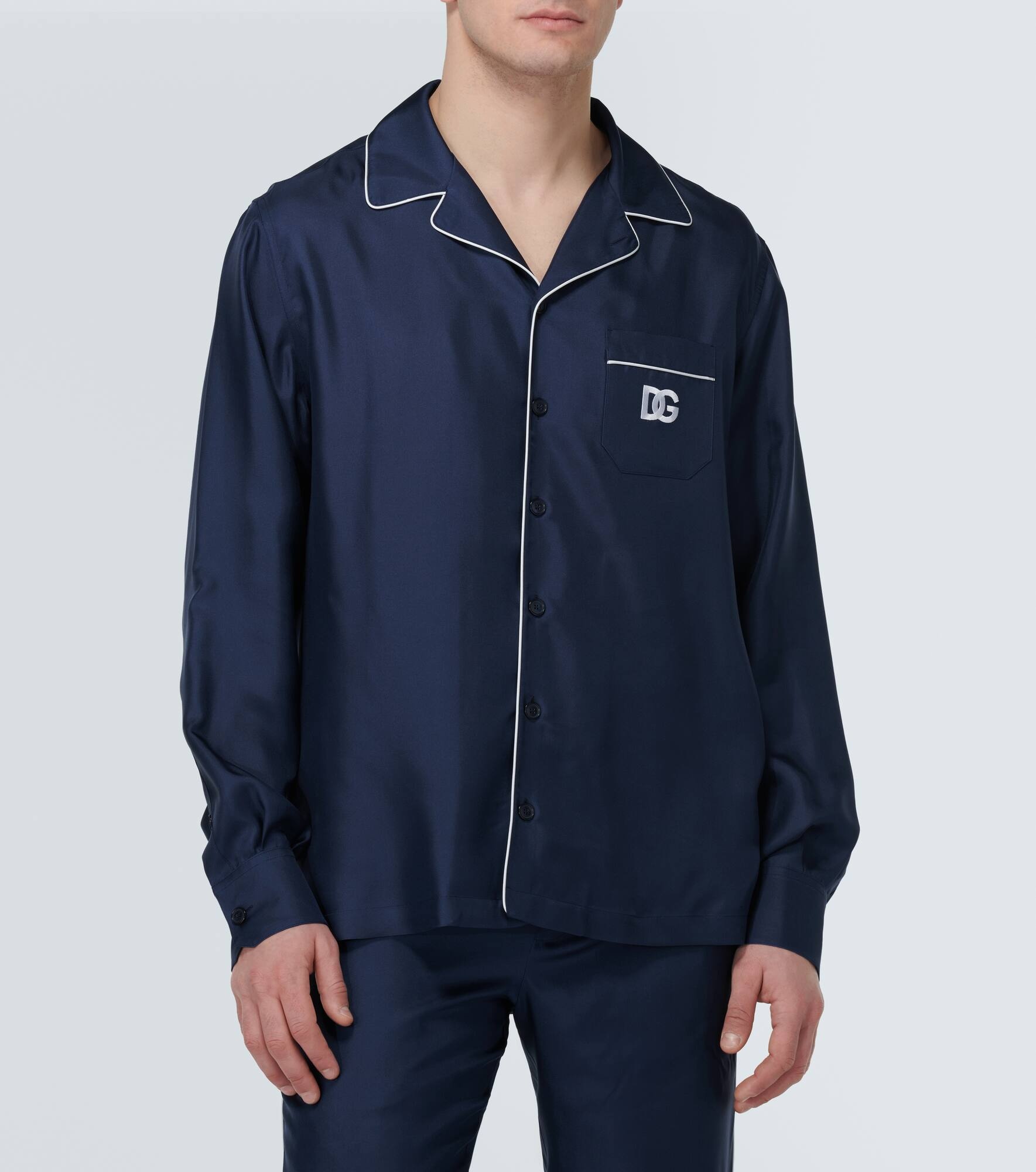 Embroidered silk pajama shirt - 3