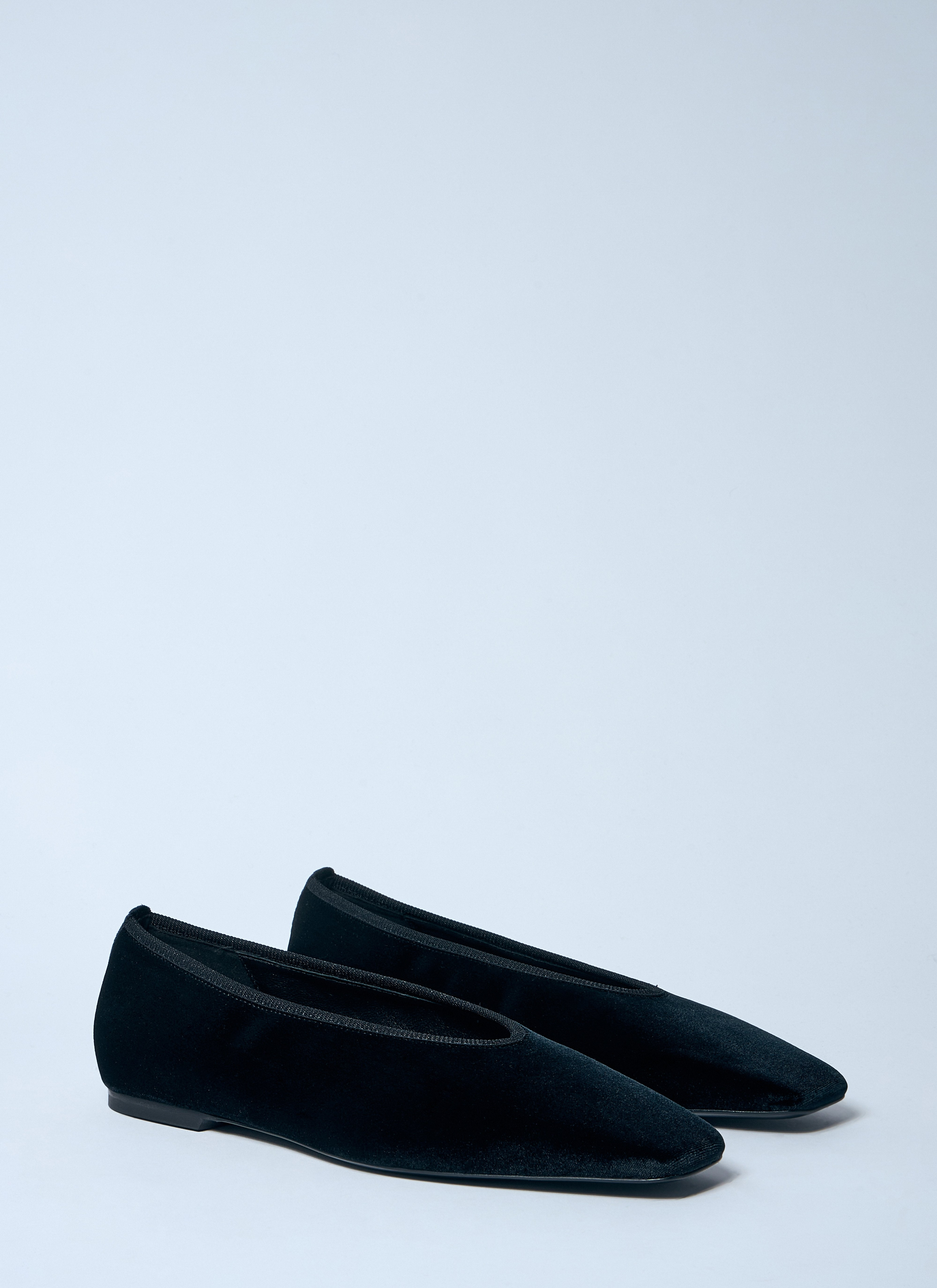 Toteme Women Minimalist Velvet Ballerina Flats - 2