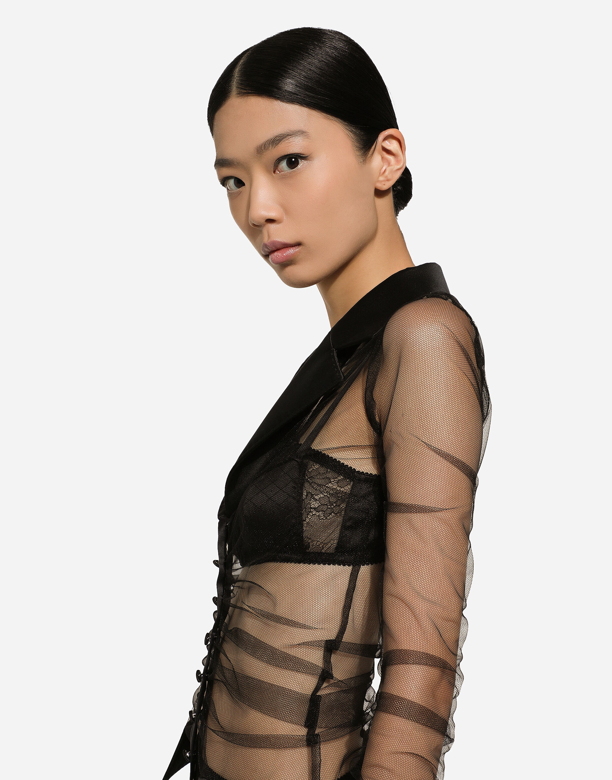Tulle jacket with satin details - 5