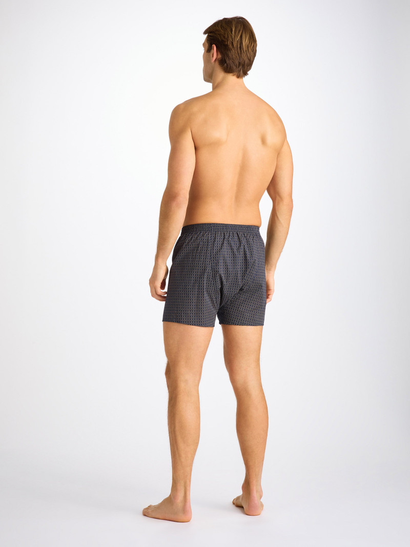 Men's Classic Fit Boxers Cotton Batiste Navy Jungle Leaf Print 4