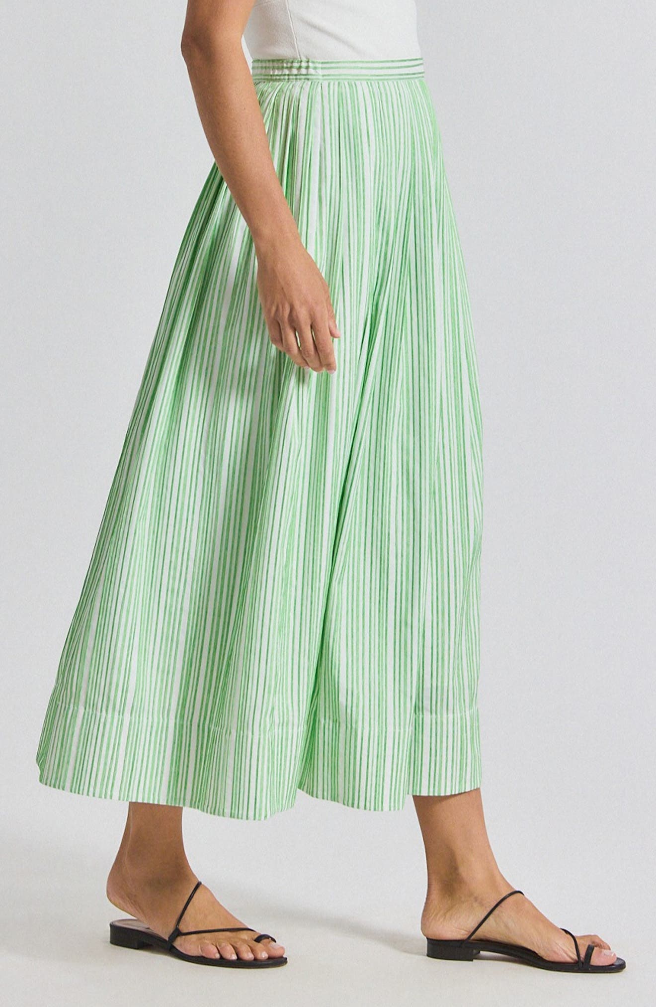 Derek Lam 10 Crosby Alexia Shirting Stripe Pintuck Pleat Shirt in Kelly Green/White at Nordstrom - 3