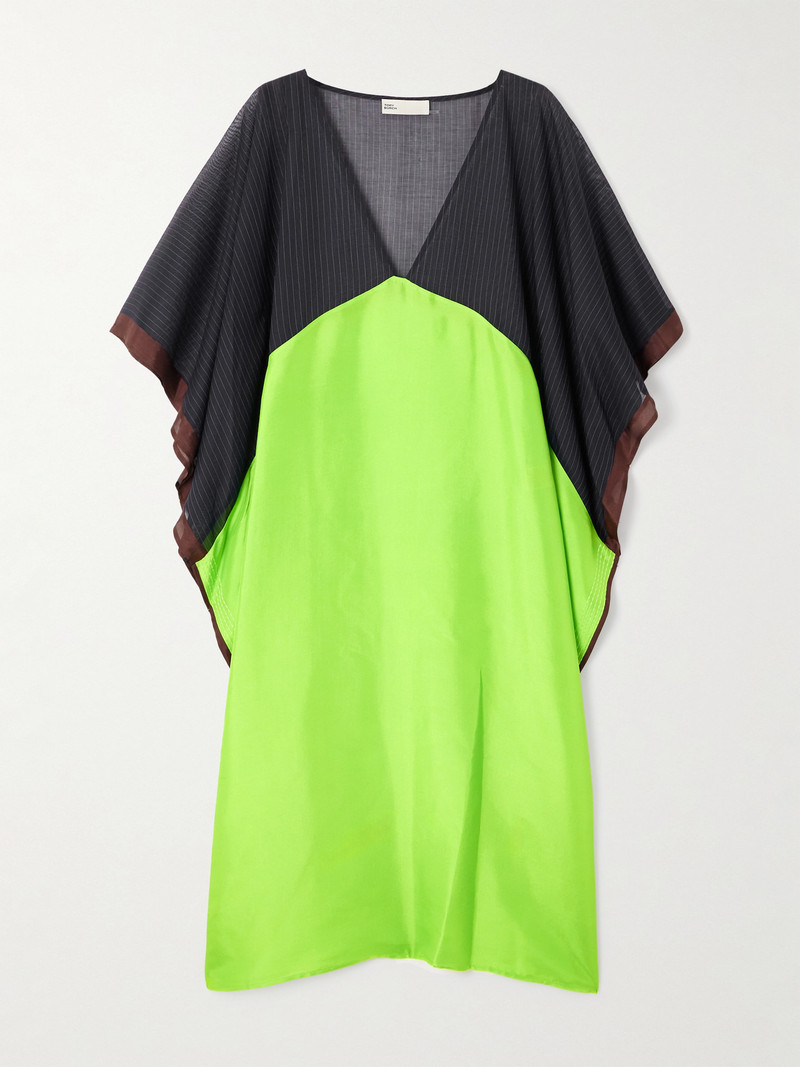 Striped Cotton-voile And Silk-satin Kaftan 1
