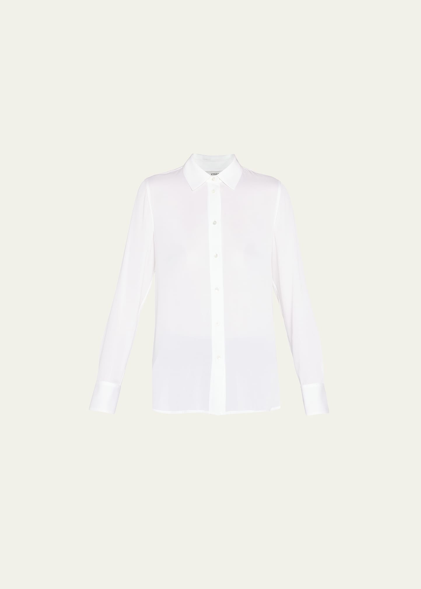 Slim-Fit Long-Sleeve Stretch-Silk Blouse - 1