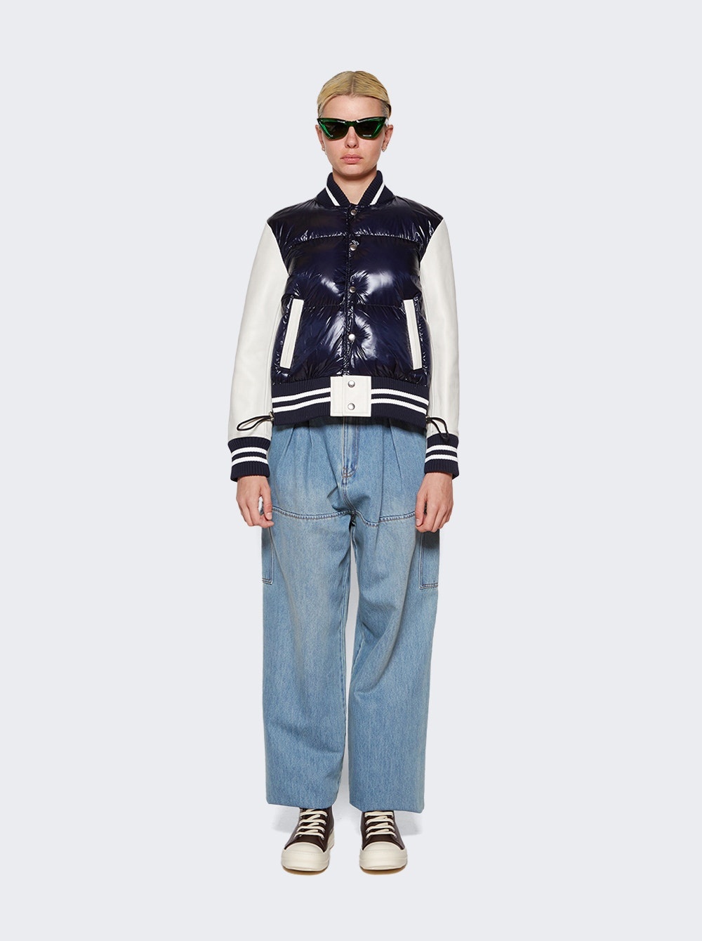 Padded Blouson Jacket Navy And Off White - 2