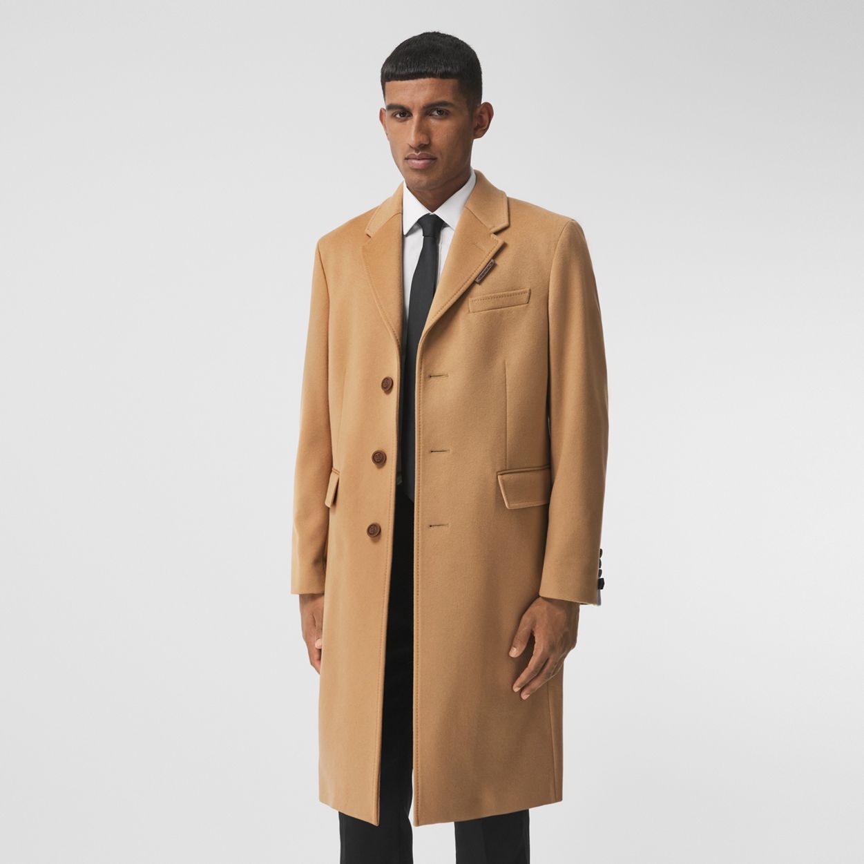 Button Detail Wool Cashmere Tailored Coat - 8