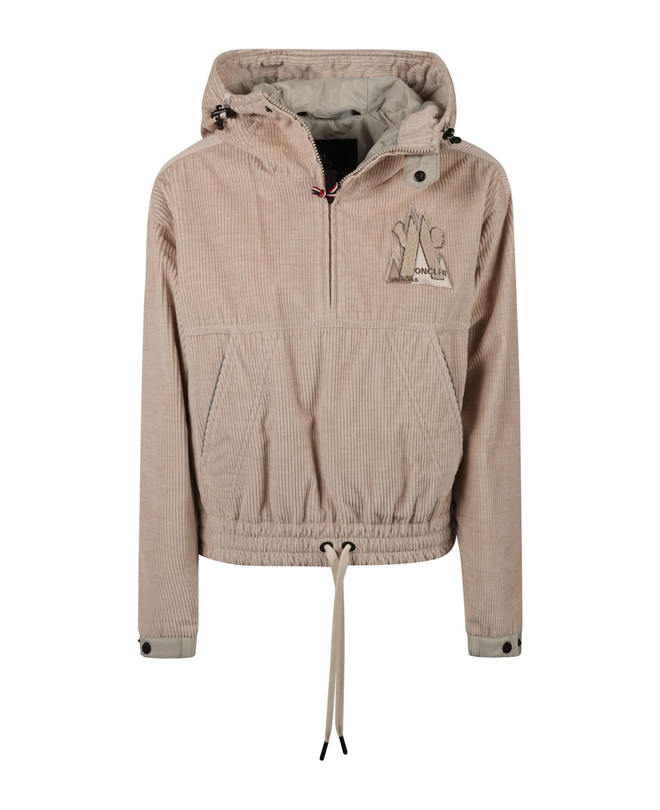 Drawstring Hem Chest Logo Hooded Jacket - 1