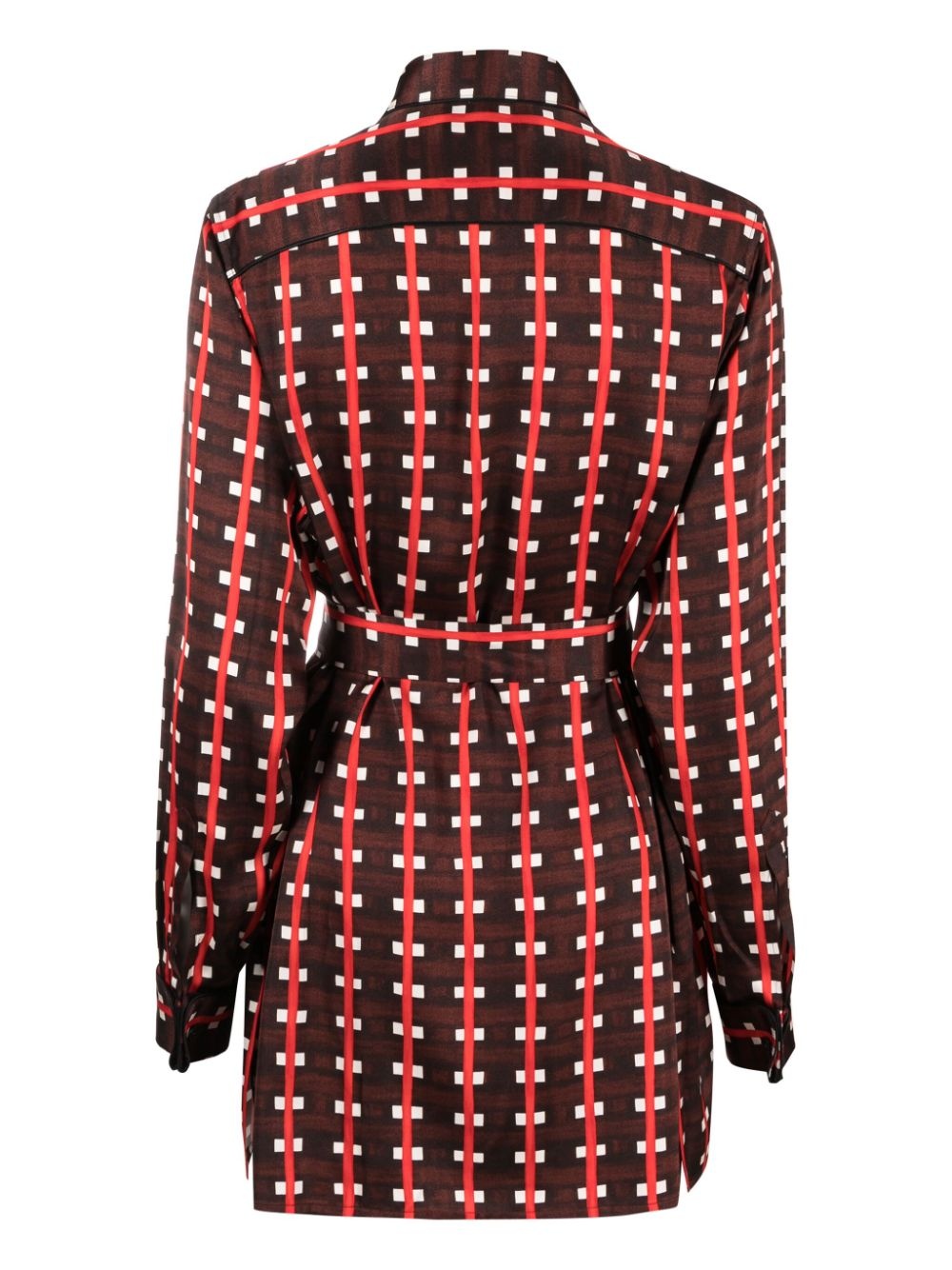 check-print tie-waist blouse - 2