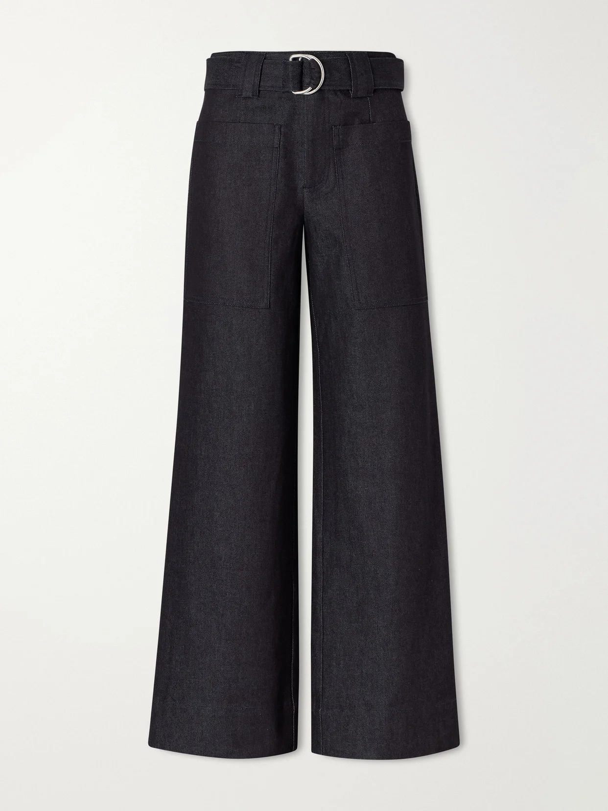 Lina Belted Stretch-cotton Twill Wide-leg Pants - 1