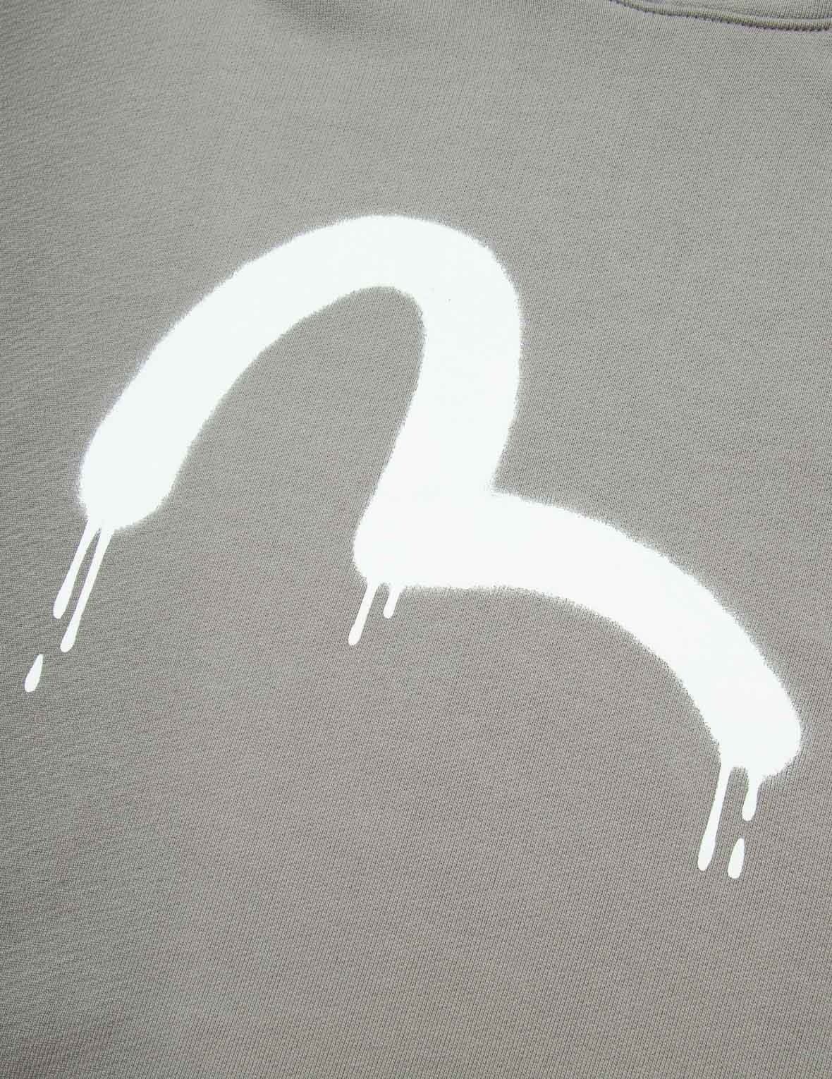 GRAFFITI SEAGULL AND SLOGAN PRINT LOOSE FIT HOODIE - 7
