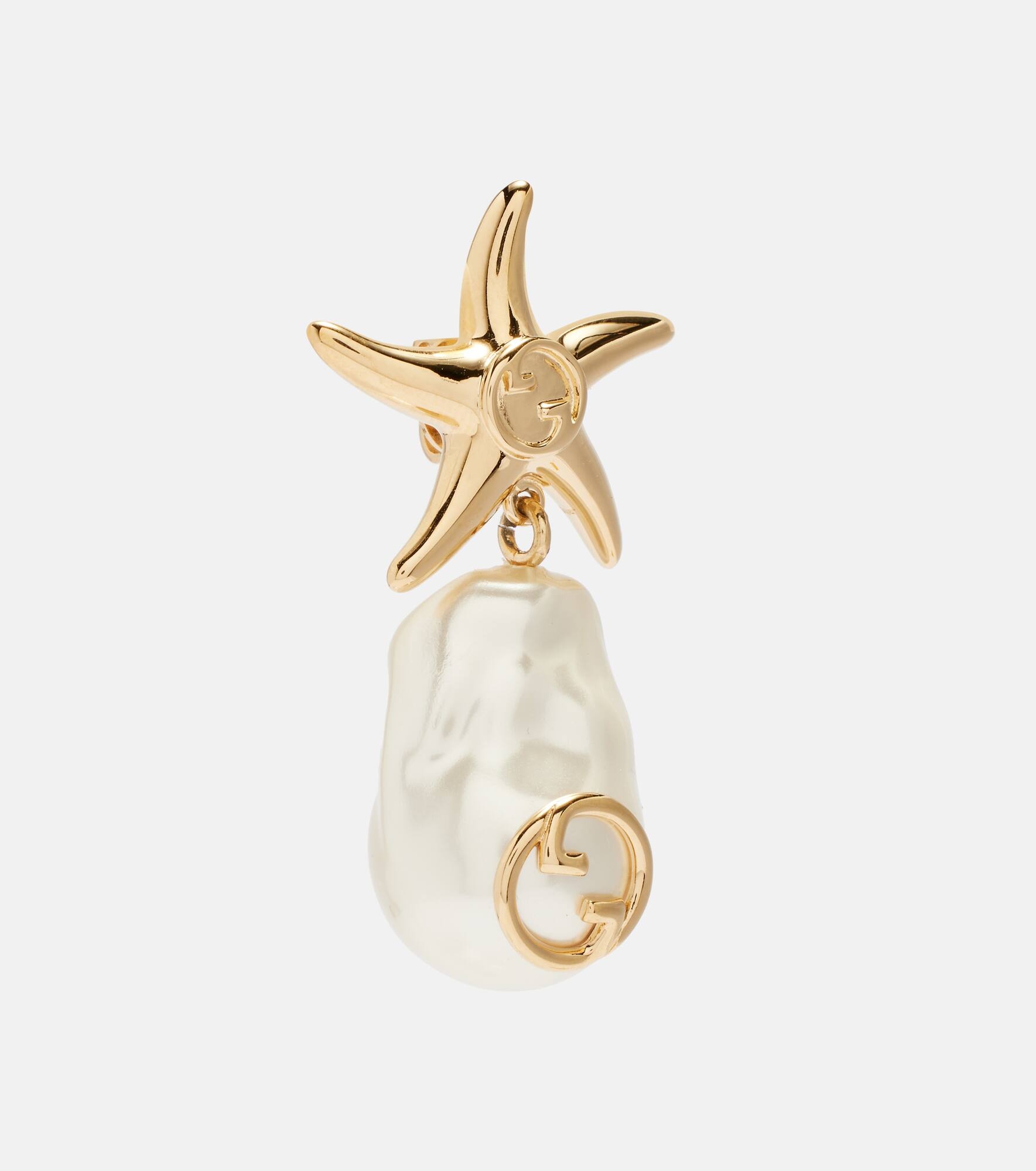 Interlocking G faux pearl drop earrings - 2