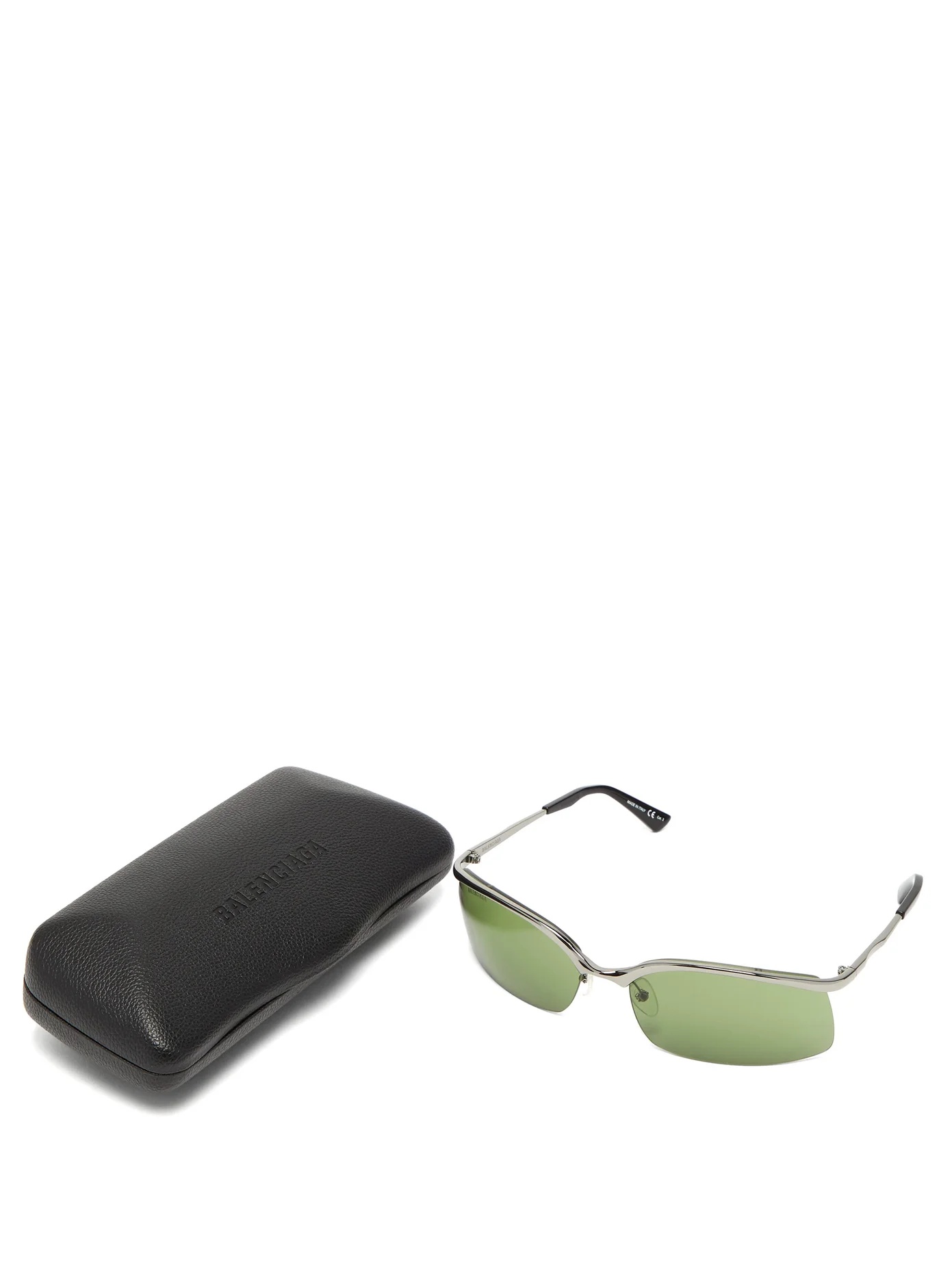 Rectangular half-frame metal sunglasses - 5