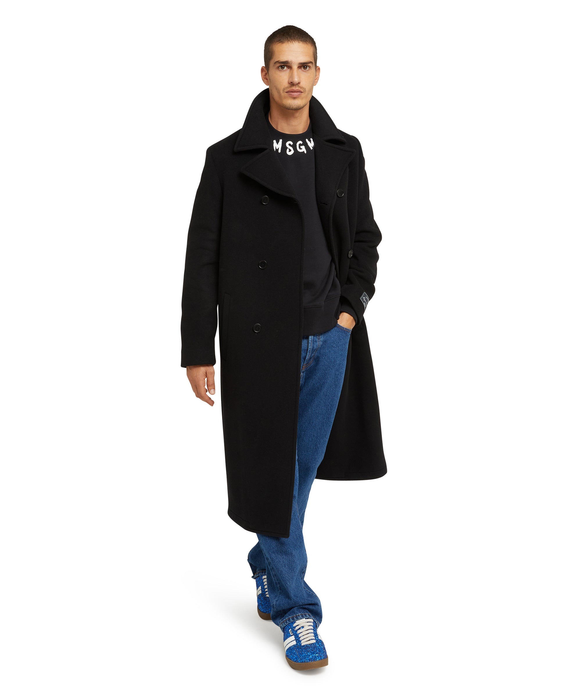 Cotton crewneck sweater wth MSGM brushstroke logo positioned at the neck - 5