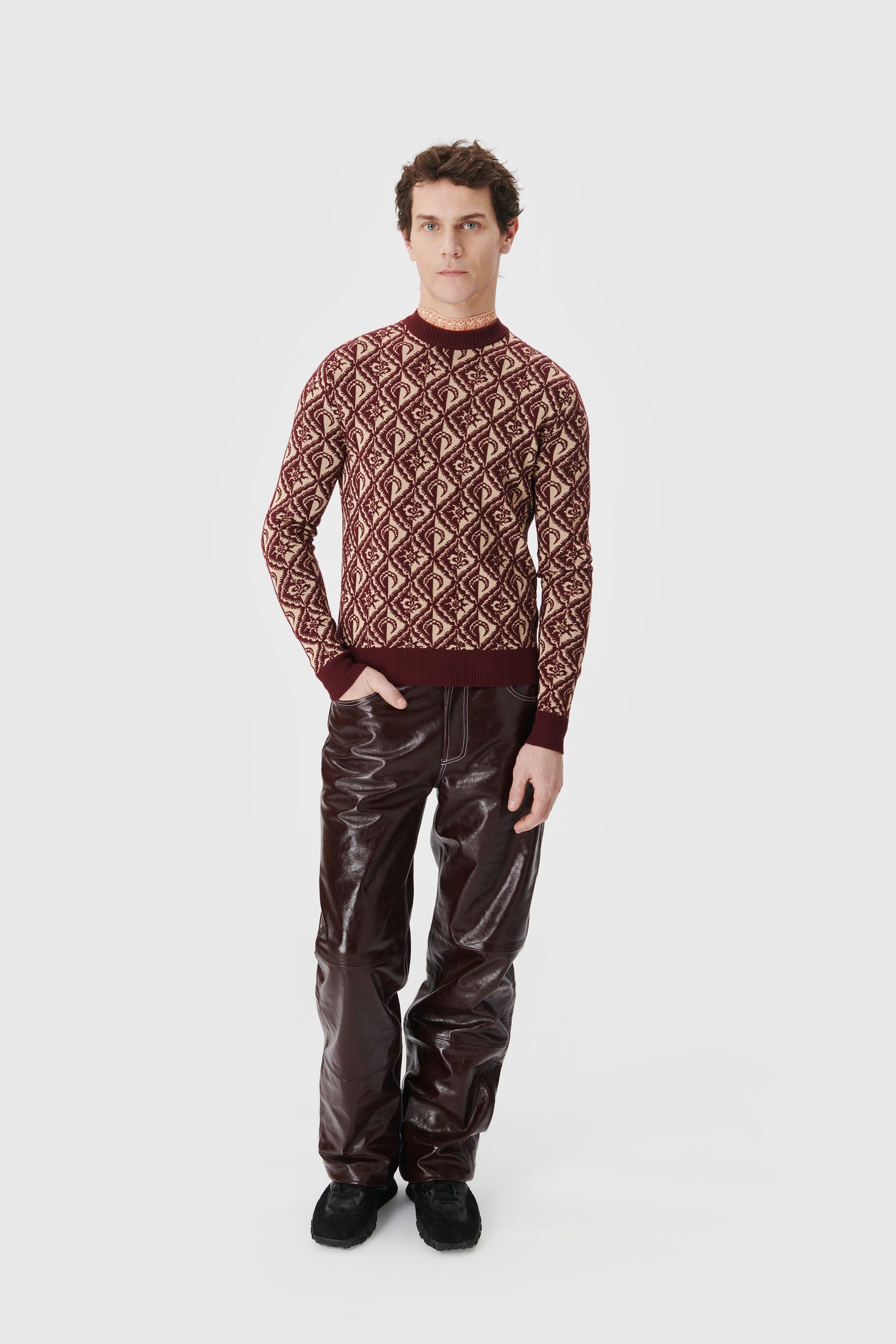 Moon Diamant Knit Jacquard Crewneck Pullover - 2