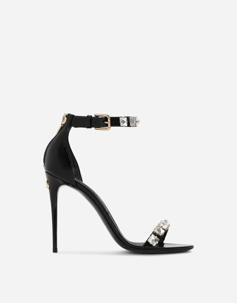Polished calfskin sandals with rhinestones 1