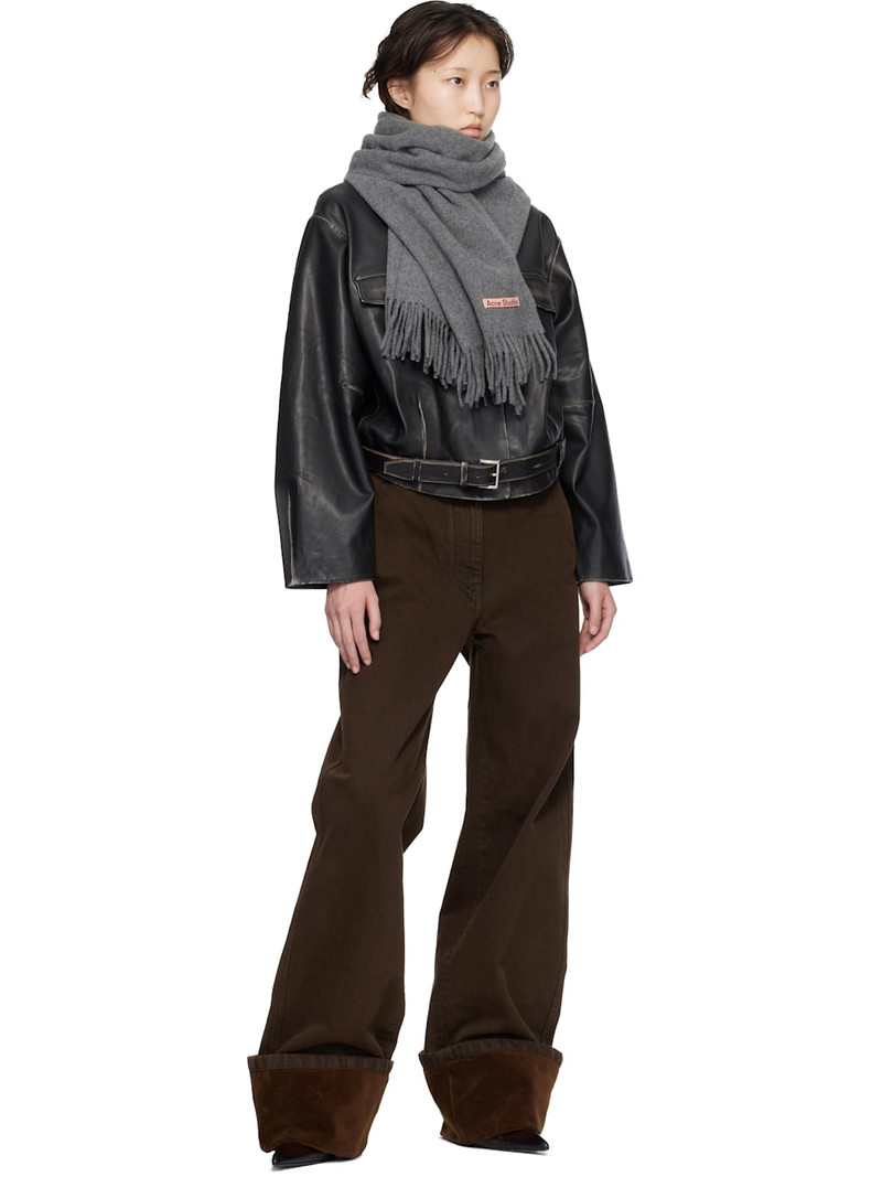 Acne Studios Gray Fringe Wool Narrow Scarf outlook