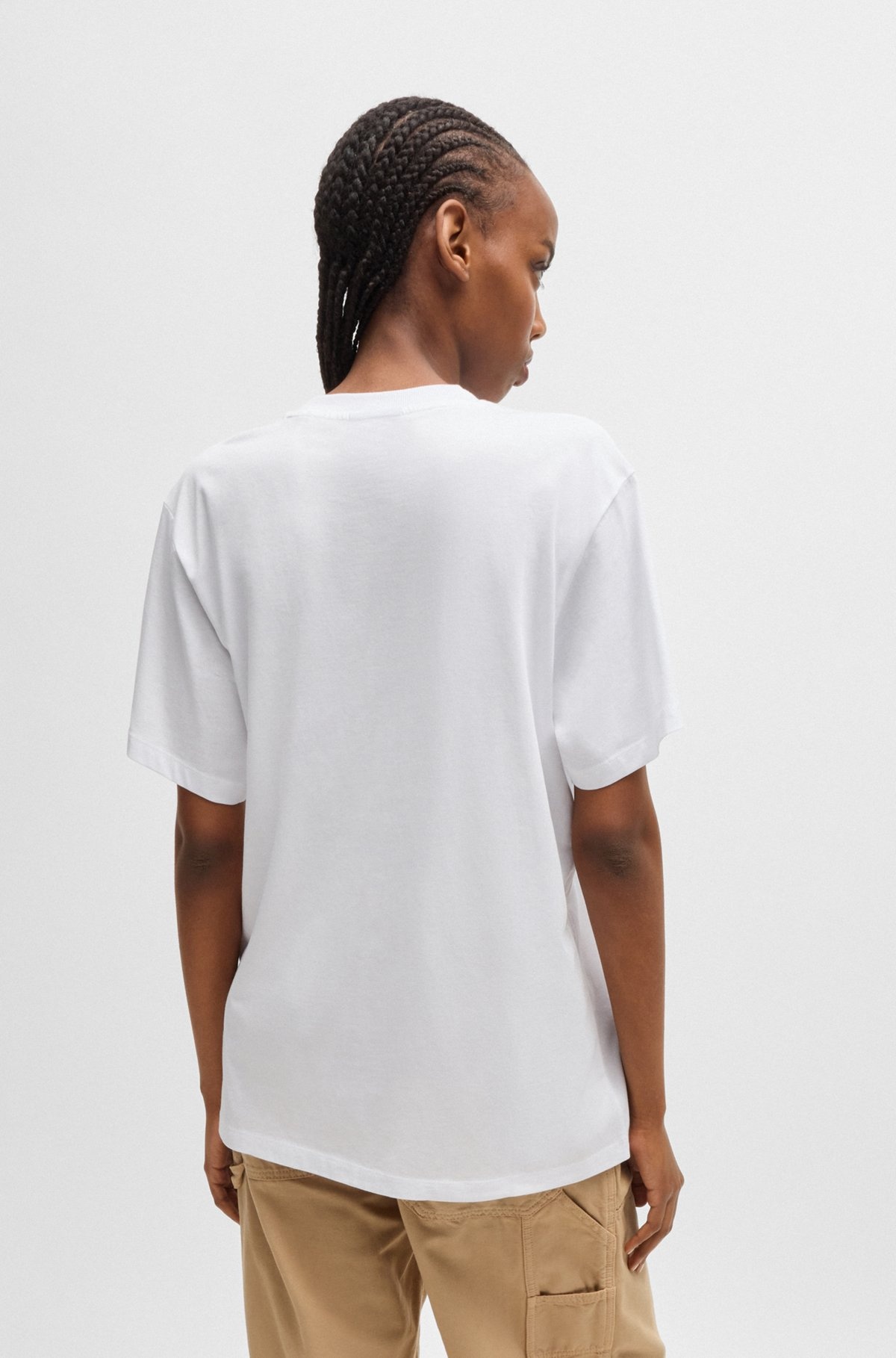 COTTON JERSEY T-SHIRT WITH CURVED LOGO - 4
