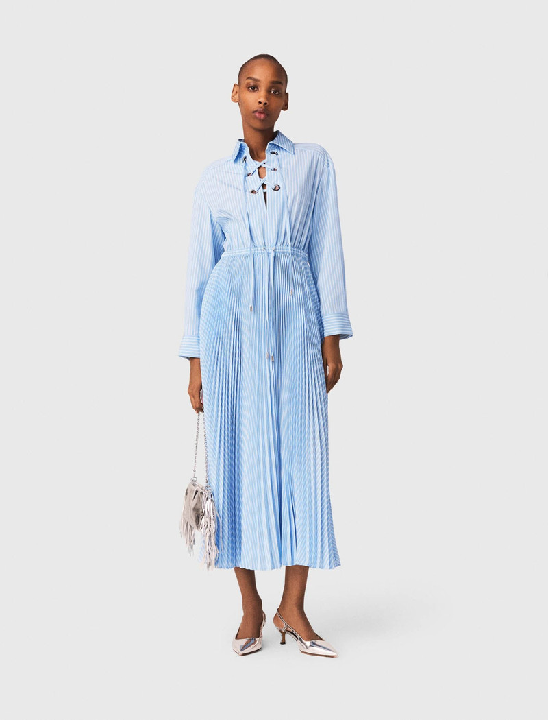 maje Long pleated dress with eyelets outlook