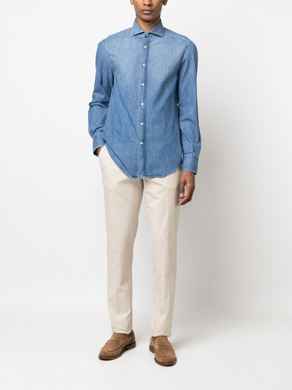 spread-collar denim shirt - 2
