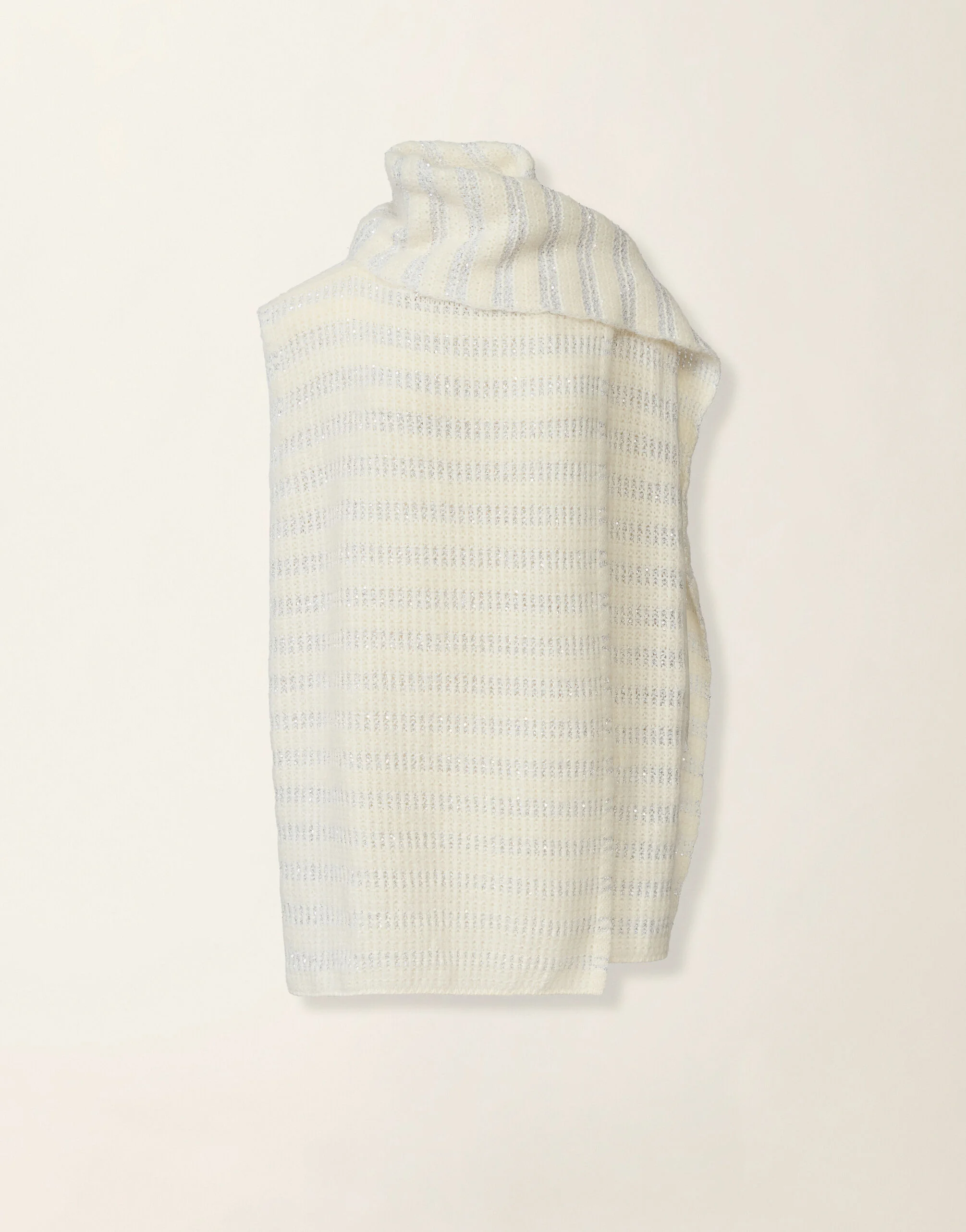 Platinum and mohair vest with scarf and sequin stripes - 1