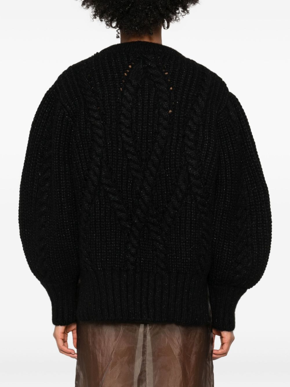 embellished cable-knit sweater - 4