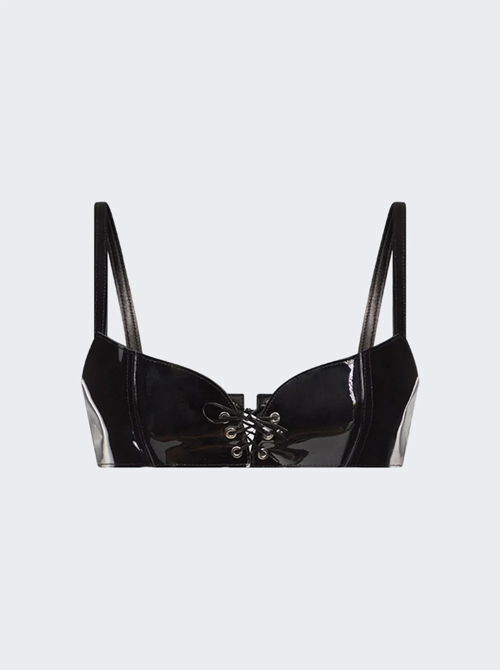 Easy Cleavage Bra Patent Leather Black - 1