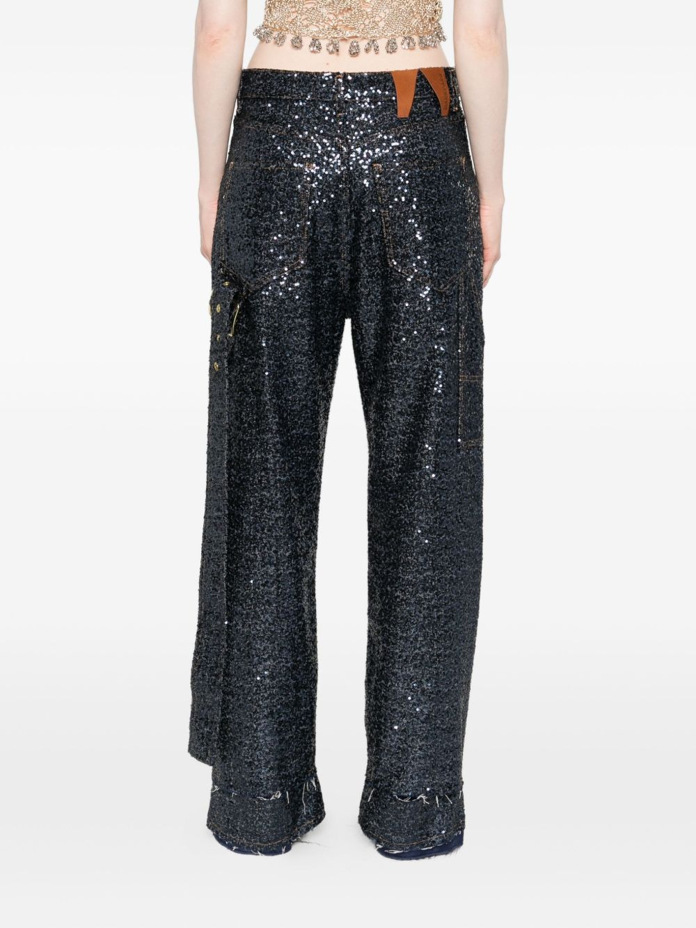 sequin-embellished jeans - 4