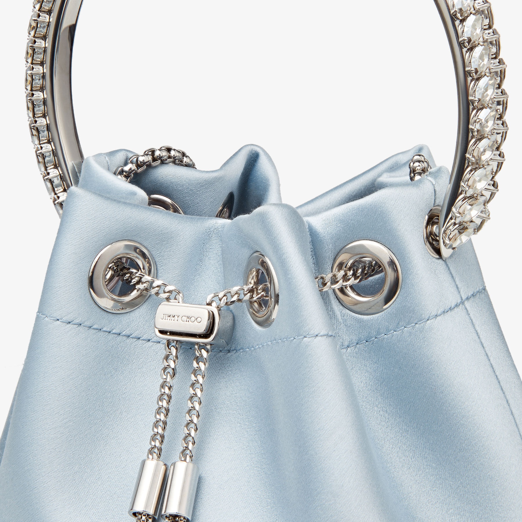 Bon Bon
Ice Blue Satin Bag with Swarovski Crystal Handle - 4