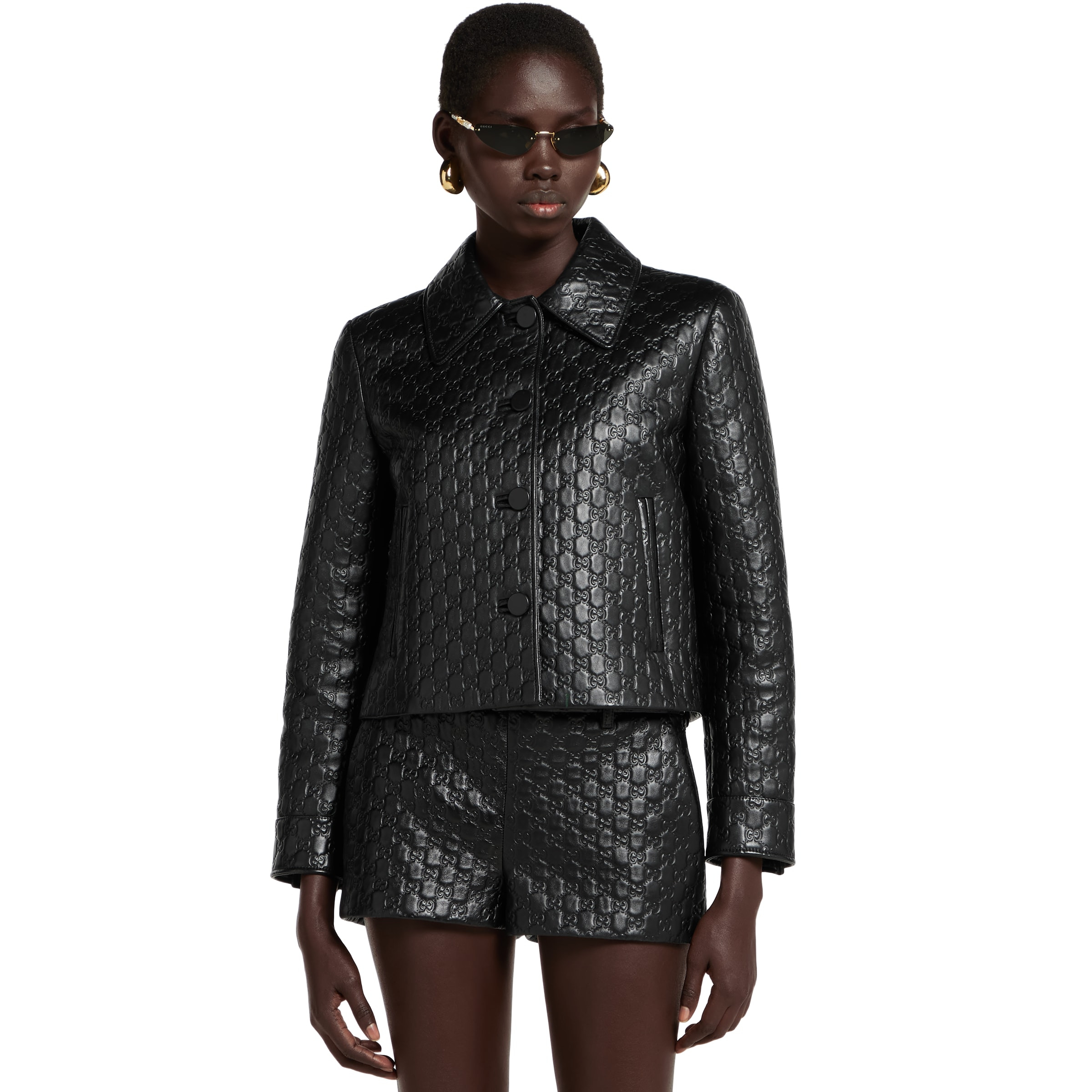 Embossed GG leather jacket - 3