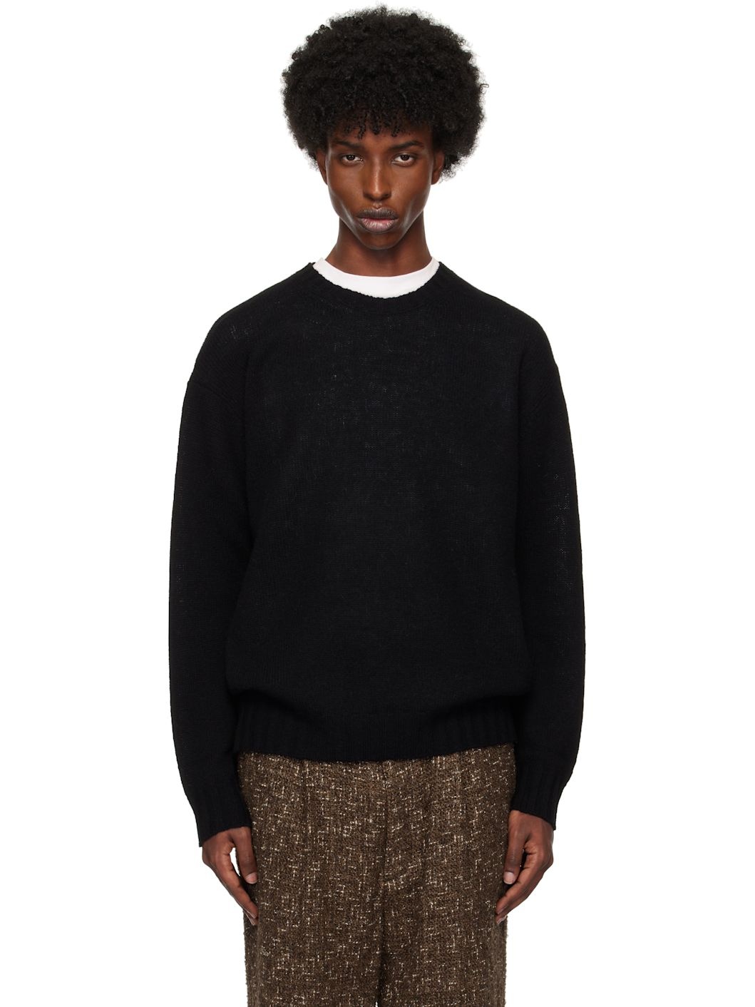 AURALEE Black Shetland Wool Cashmere Knit Sweater | REVERSIBLE