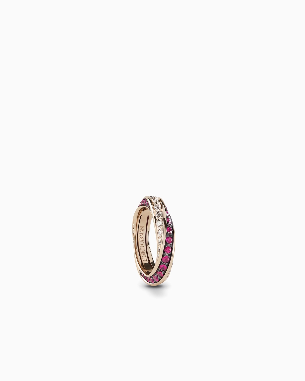 18K WHITE-GOLD, DIAMOND-AND-RUBY CIRCLE RING - 1
