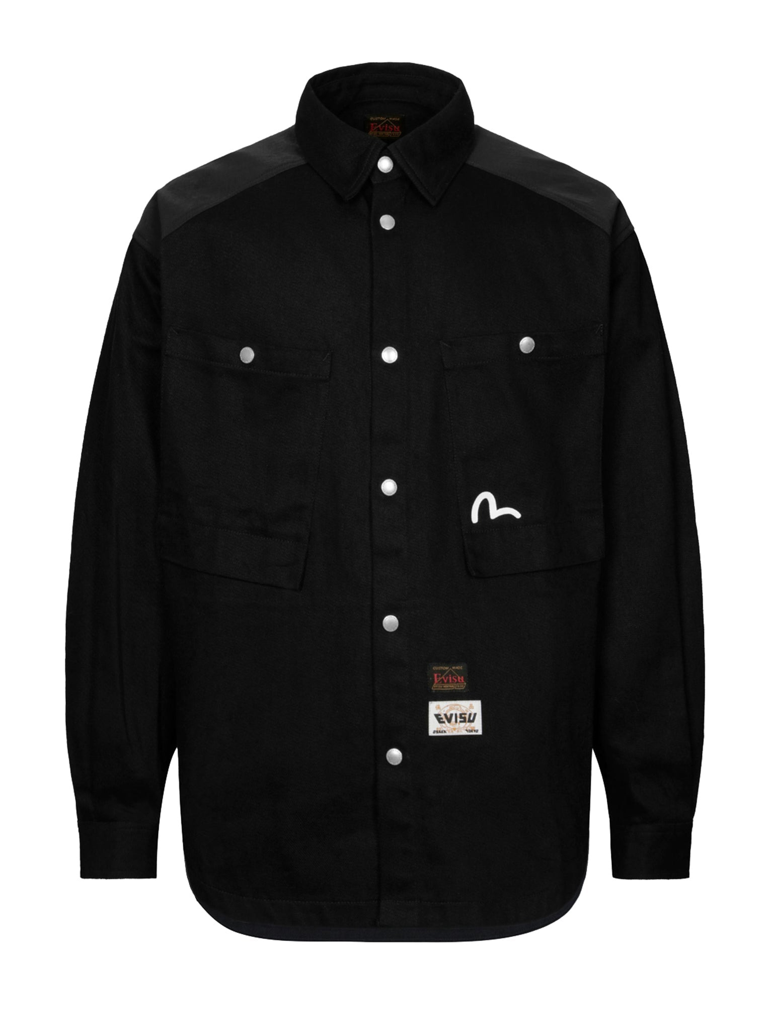 SEAGULL AND SLOGAN PRINT LOOSE FIT WORK SHIRT JACKET - 13