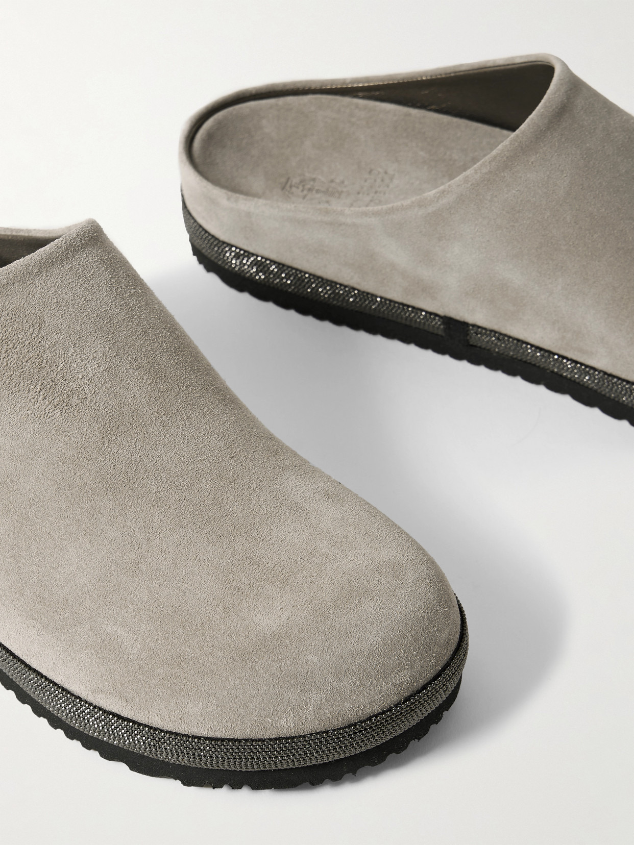 Bead-embellished Suede Mules - 4