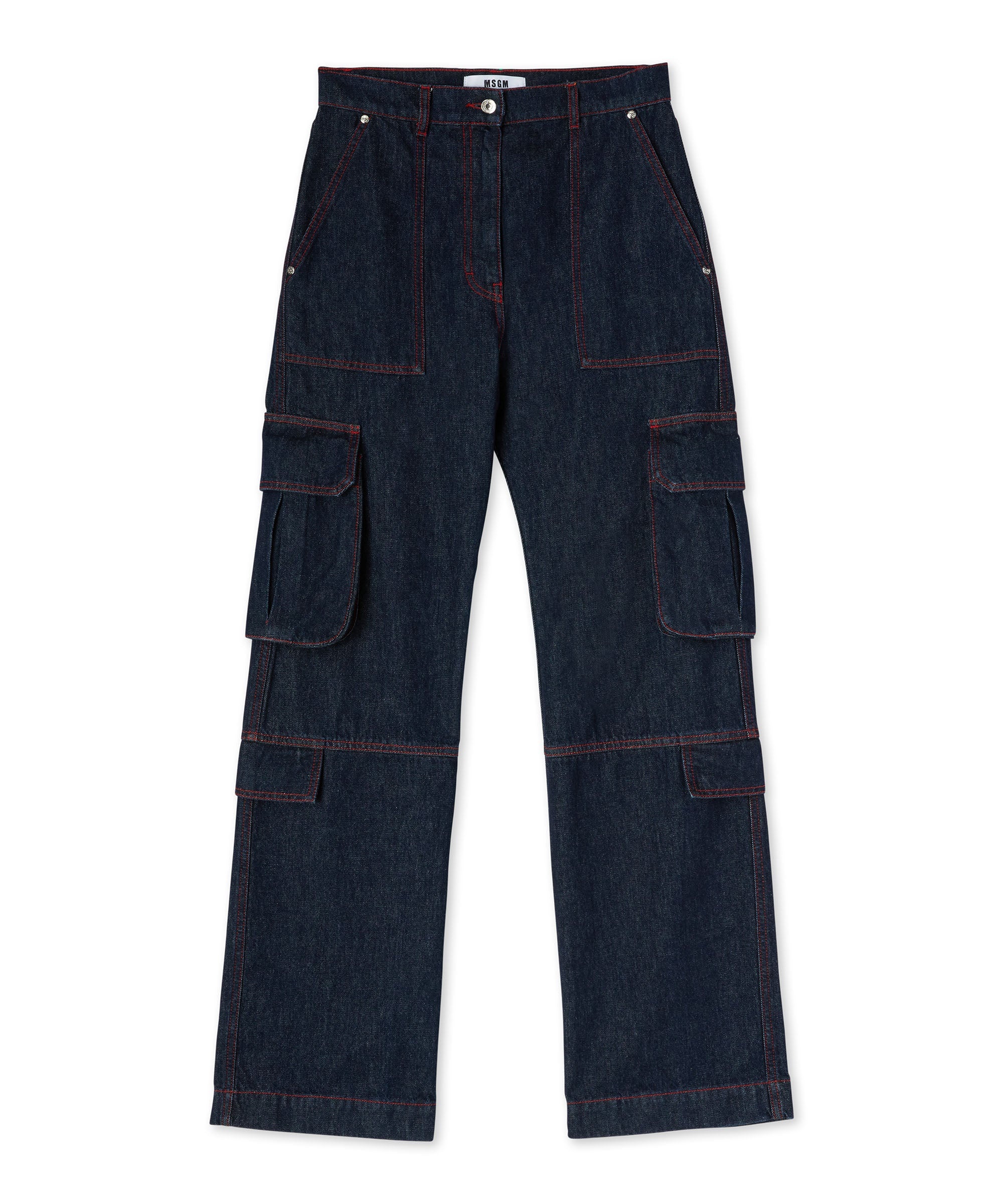 Cargo trousers with "Blue Denim with stitches" workmanship - 1
